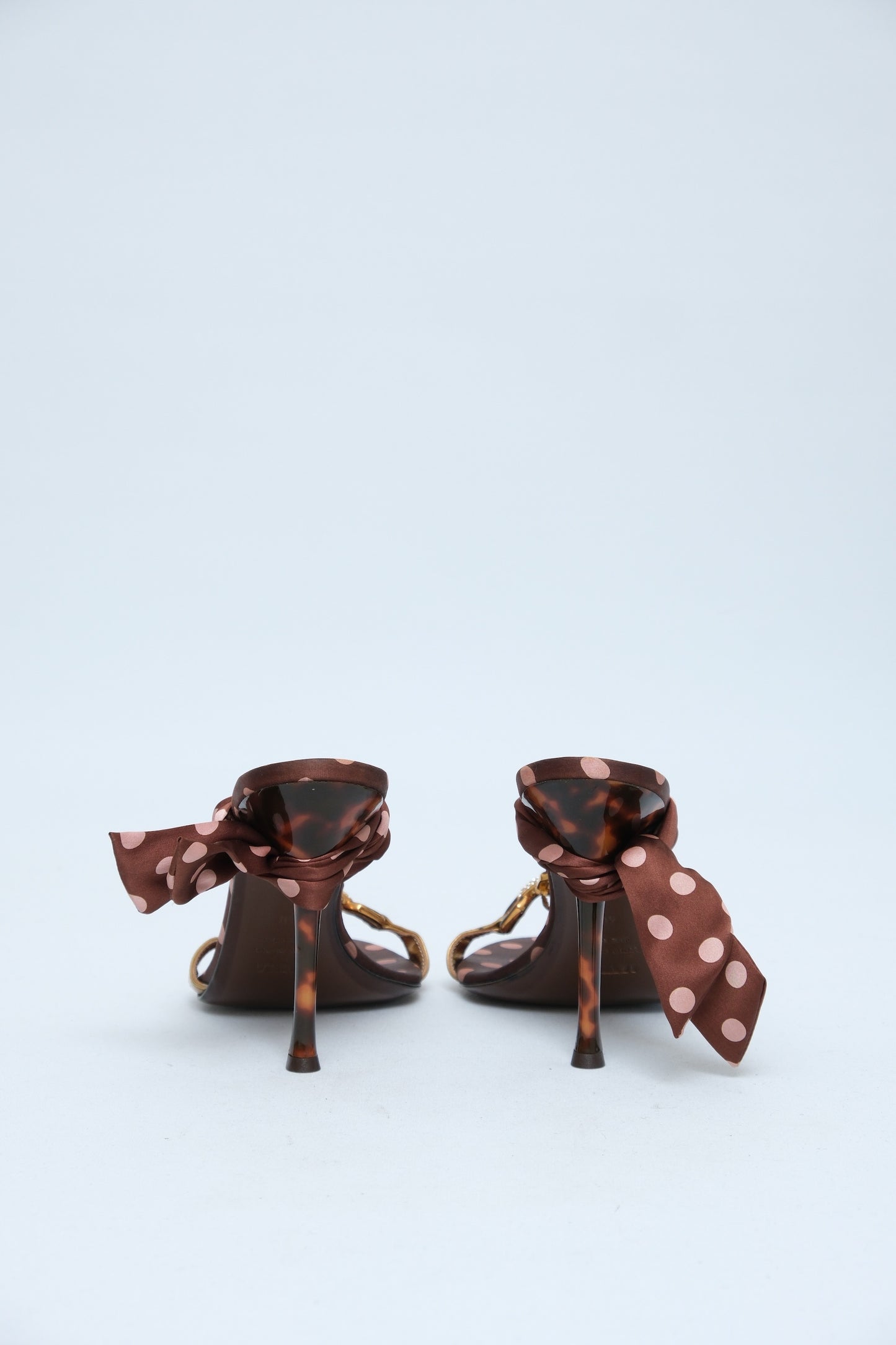 LE SILLA BROWN POLKA DOT CHAIN SANDALS