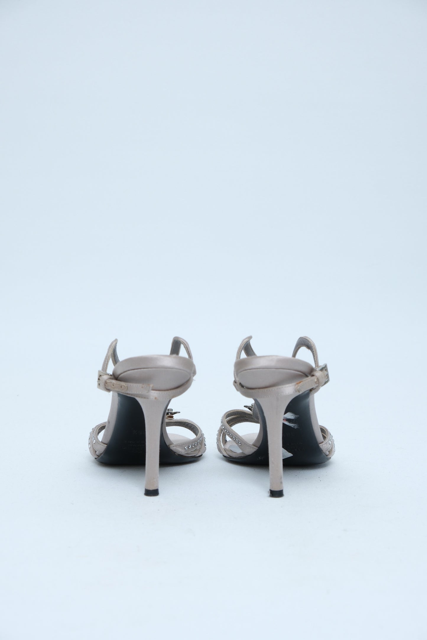 VALENTINO GARAVANI SS 2004 GREY CRYSTAL BUTTERFLY T-STRAP SANDALS