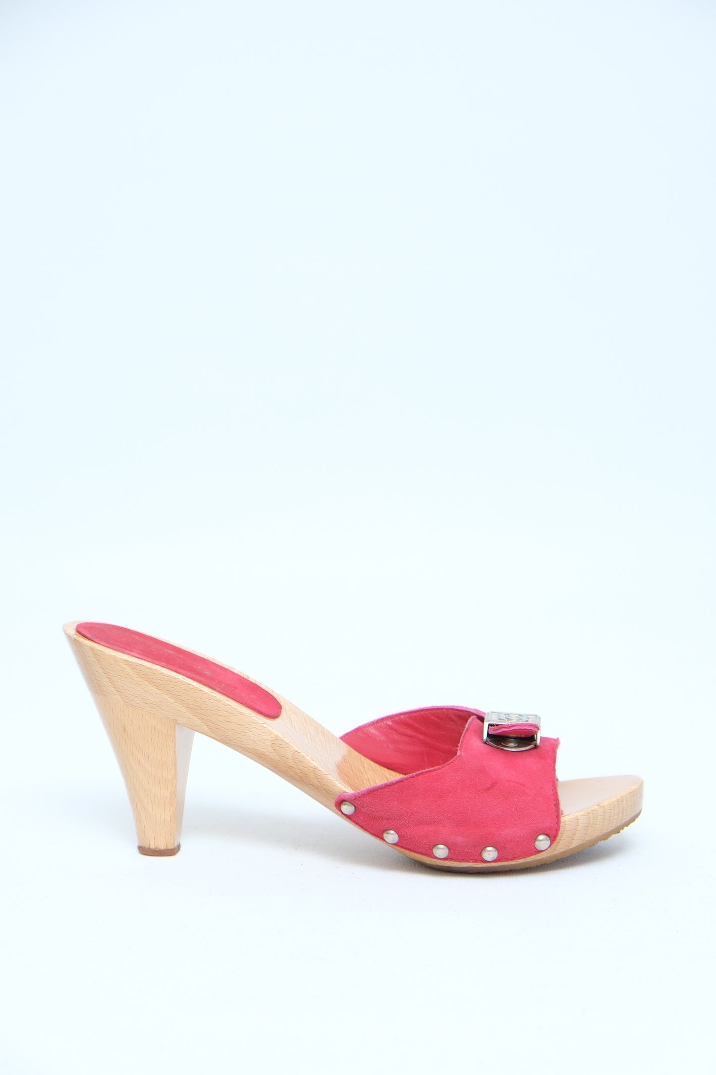 CHANEL CORAL SUEDE CLOMPS
