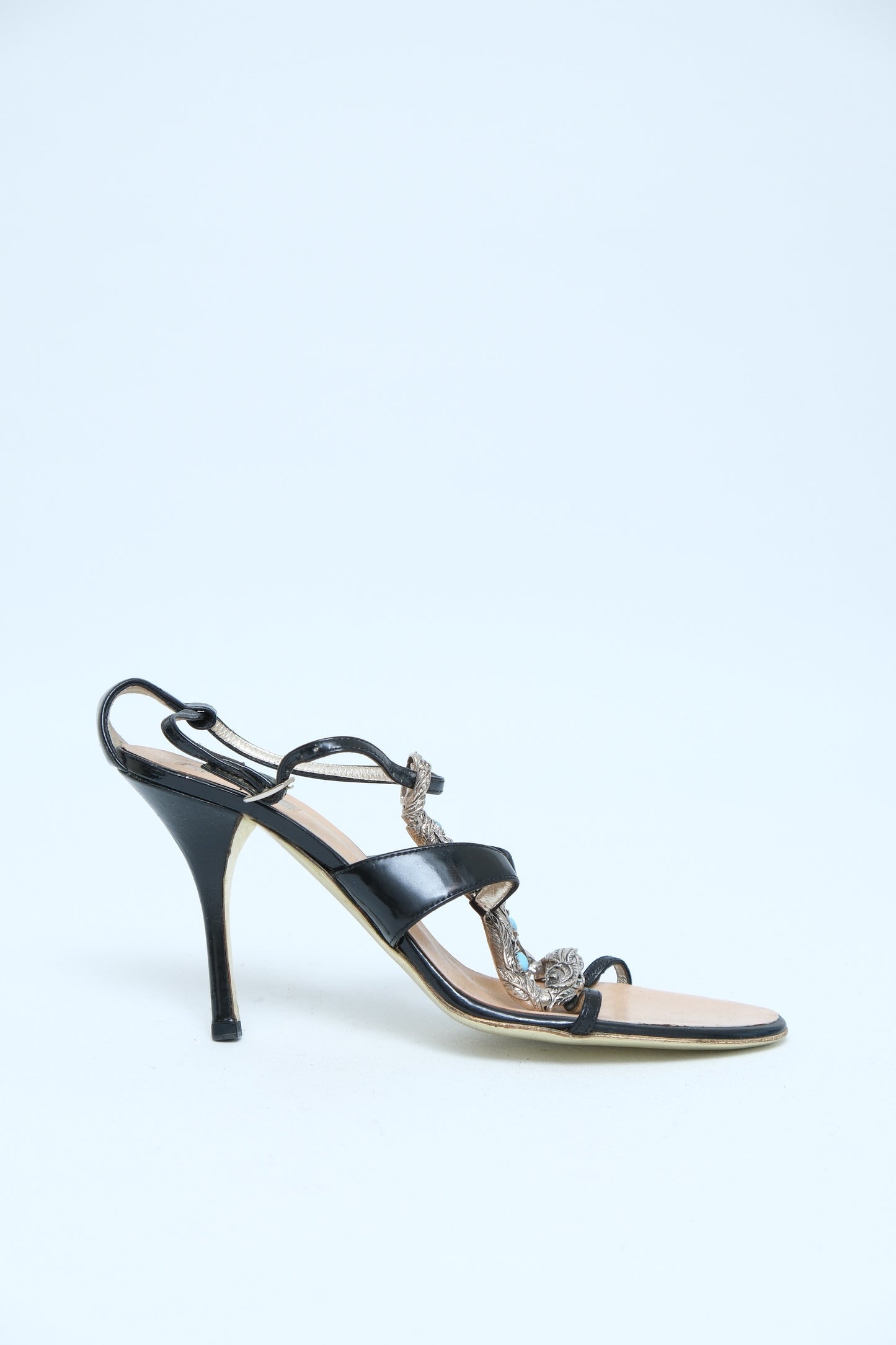ROBERTO CAVALLI EMBELLISHED SNAKE SANDALS