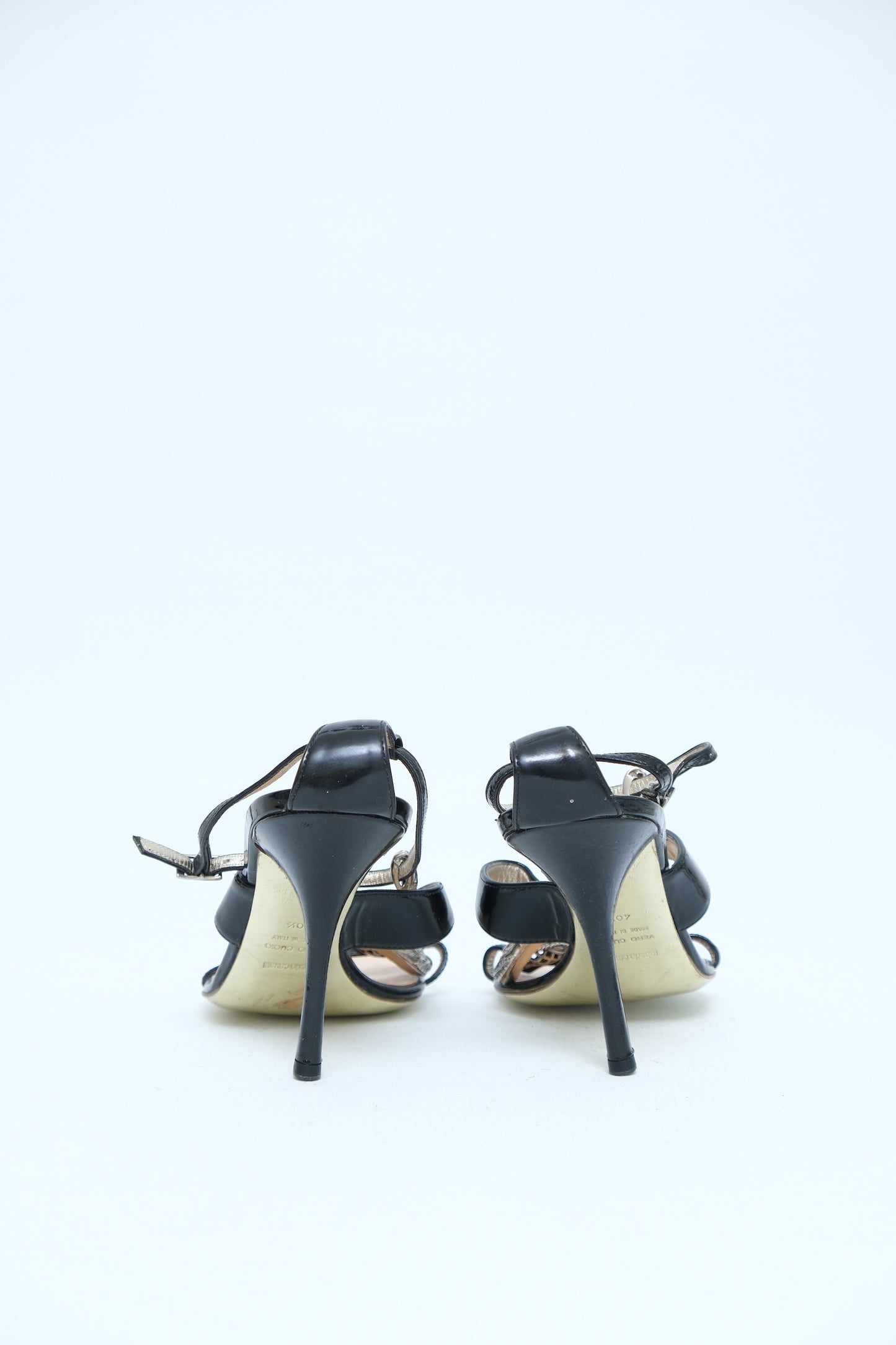 ROBERTO CAVALLI EMBELLISHED SNAKE SANDALS