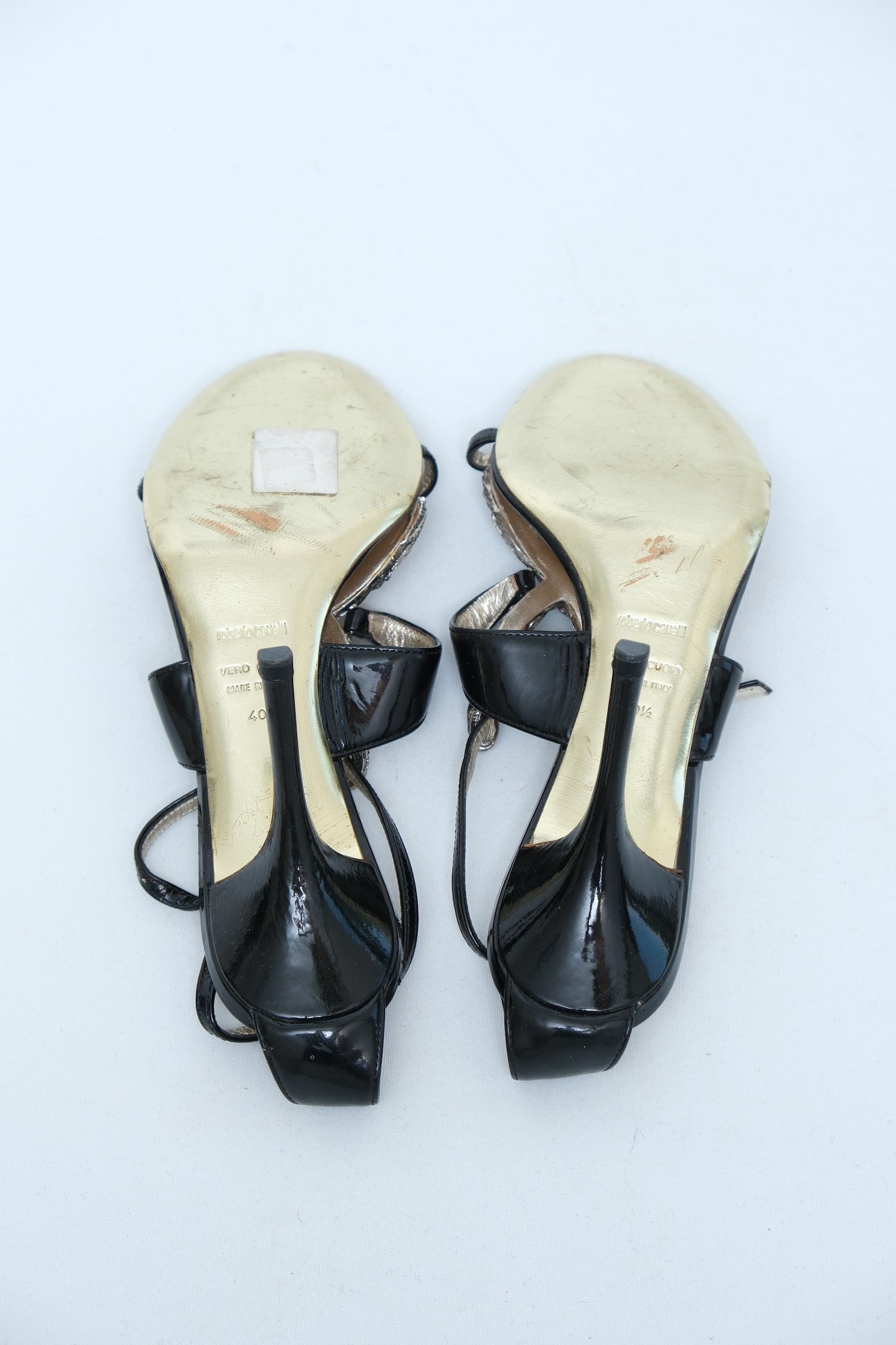ROBERTO CAVALLI EMBELLISHED SNAKE SANDALS