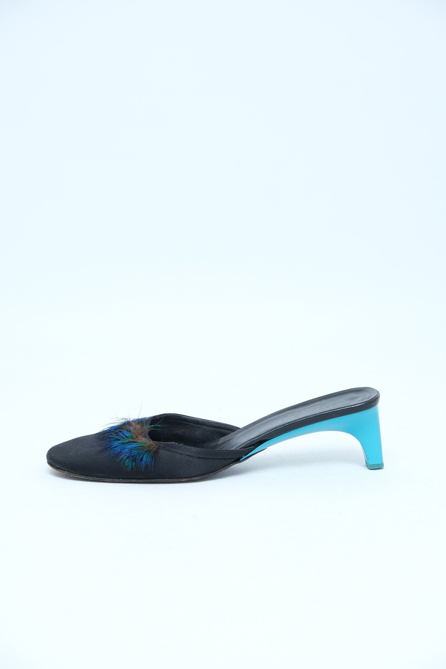 GUCCI SS 1999 BLACK FEATHER MULE HEELS