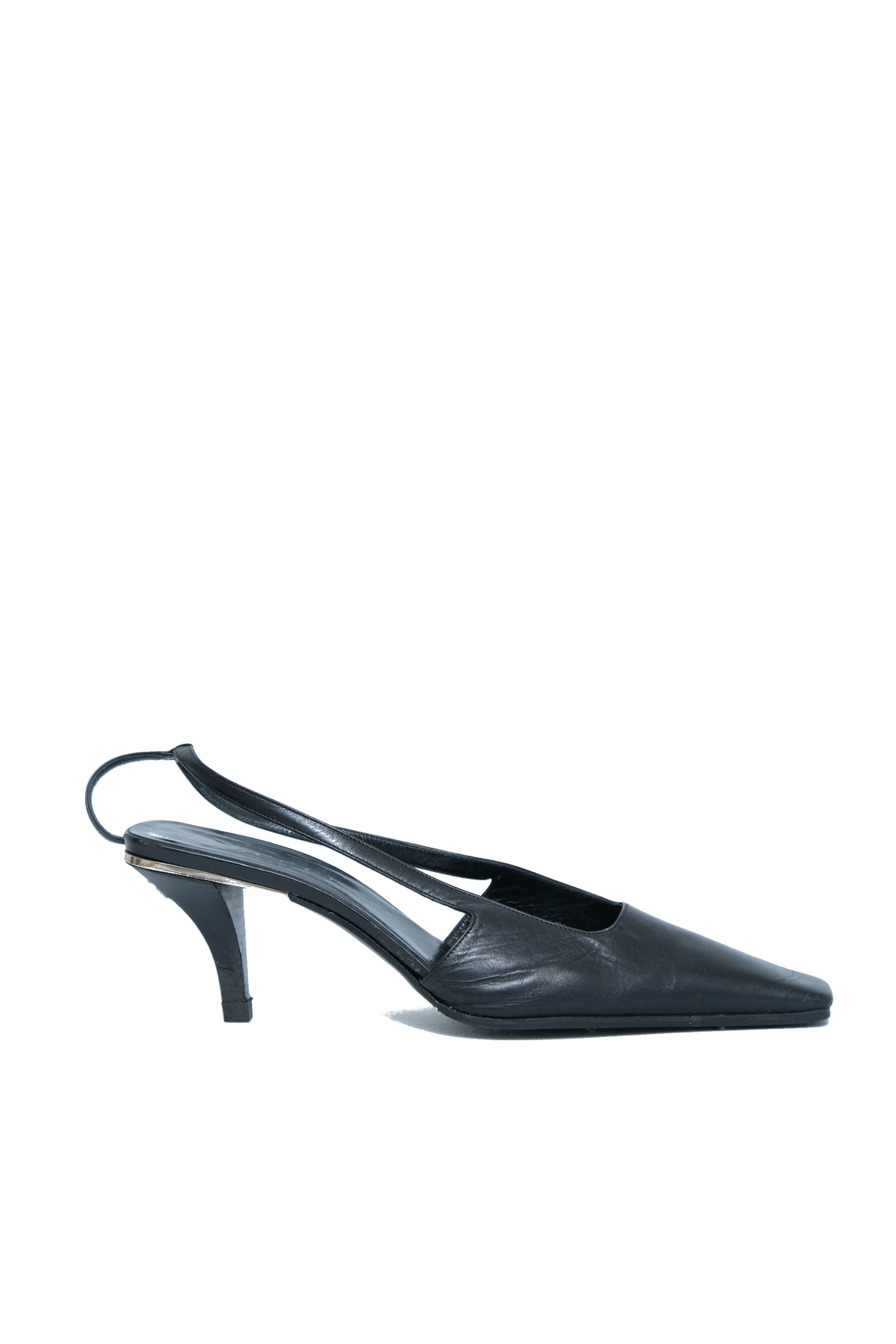 GUCCI SS 1998 BLACK LEATHER SLINGBACK HEELS