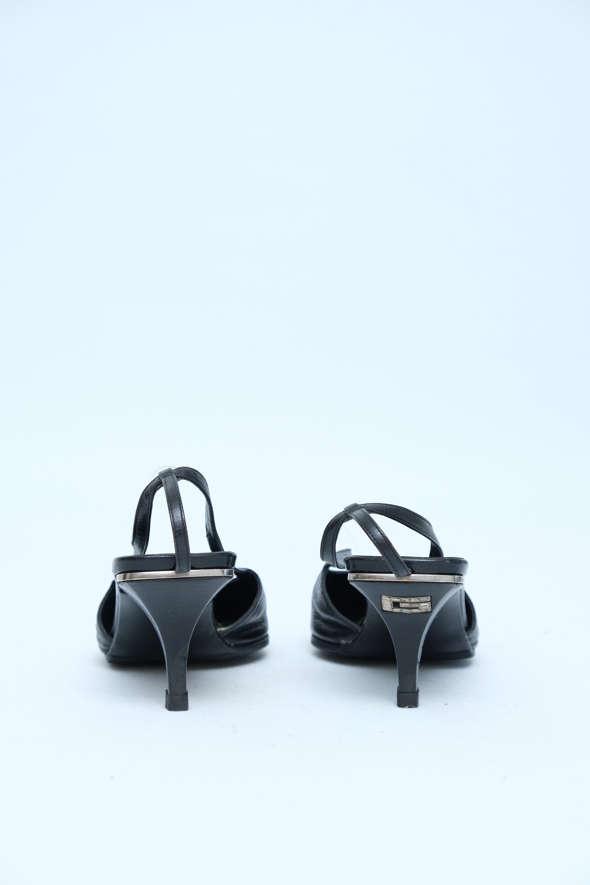 GUCCI SS 1998 BLACK LEATHER SLINGBACK HEELS