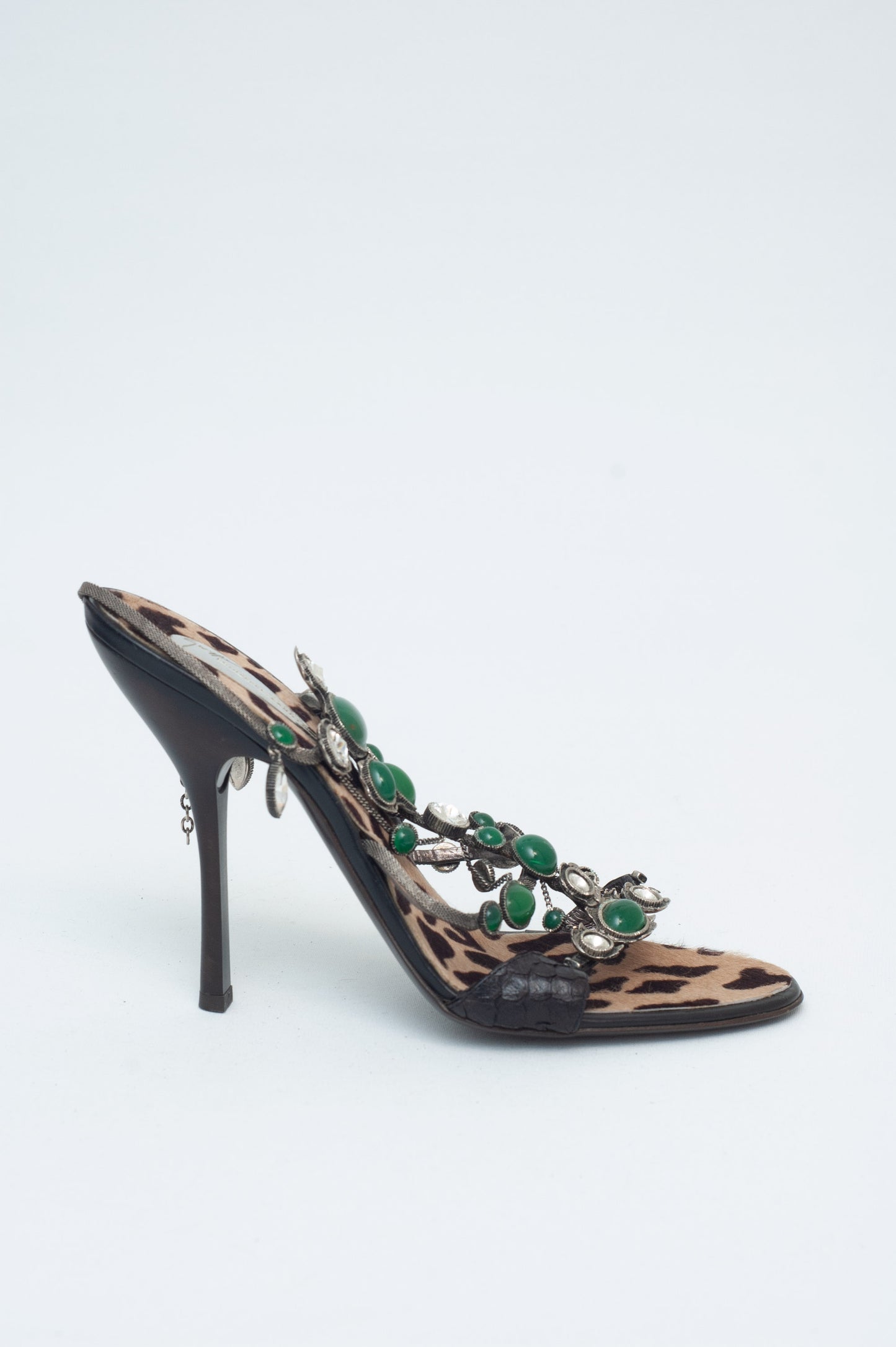GIUSEPPE ZANOTTI PONYSKIN STONE HEELS