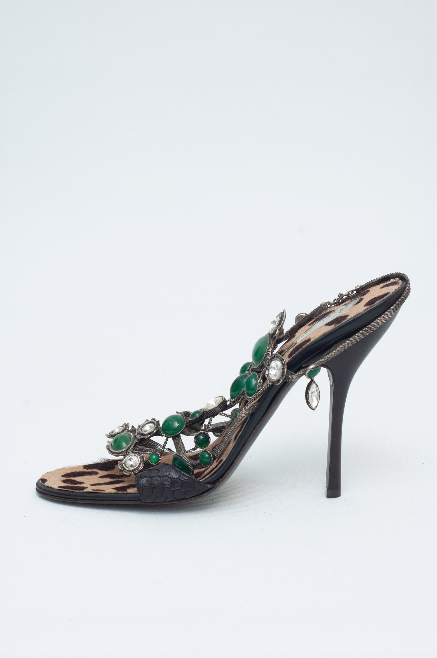GIUSEPPE ZANOTTI PONYSKIN STONE HEELS