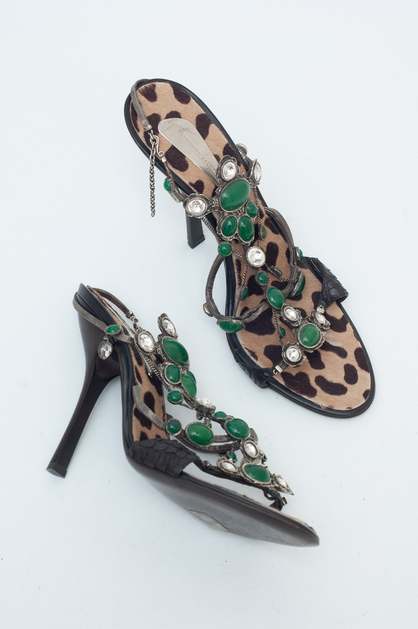 GIUSEPPE ZANOTTI PONYSKIN STONE HEELS