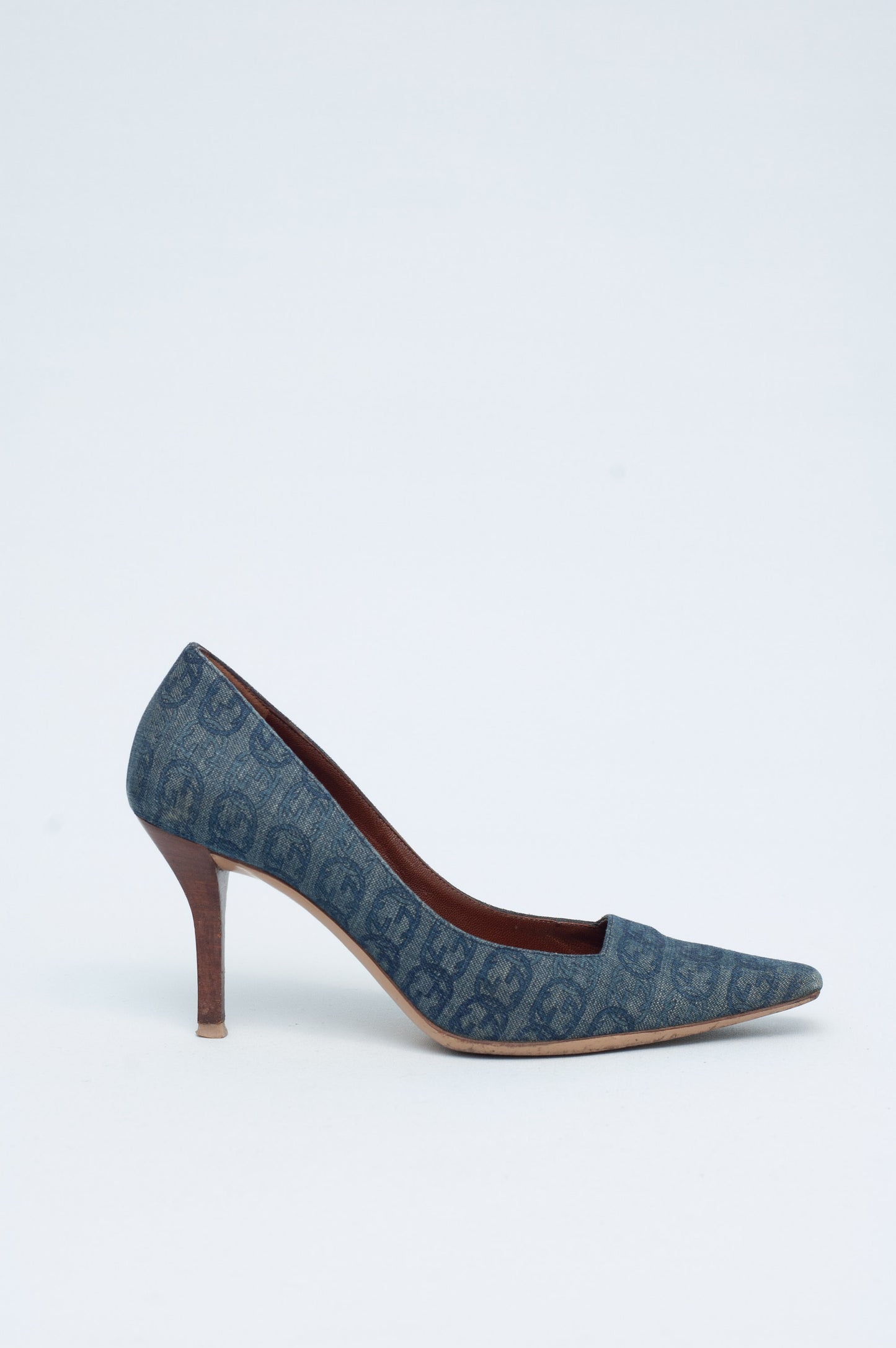 GUCCI DENIM MONOGRAM HEELS