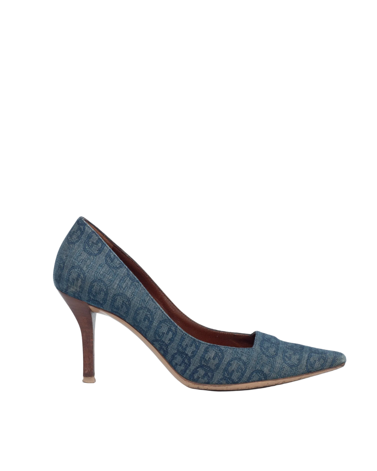 GUCCI DENIM MONOGRAM HEELS