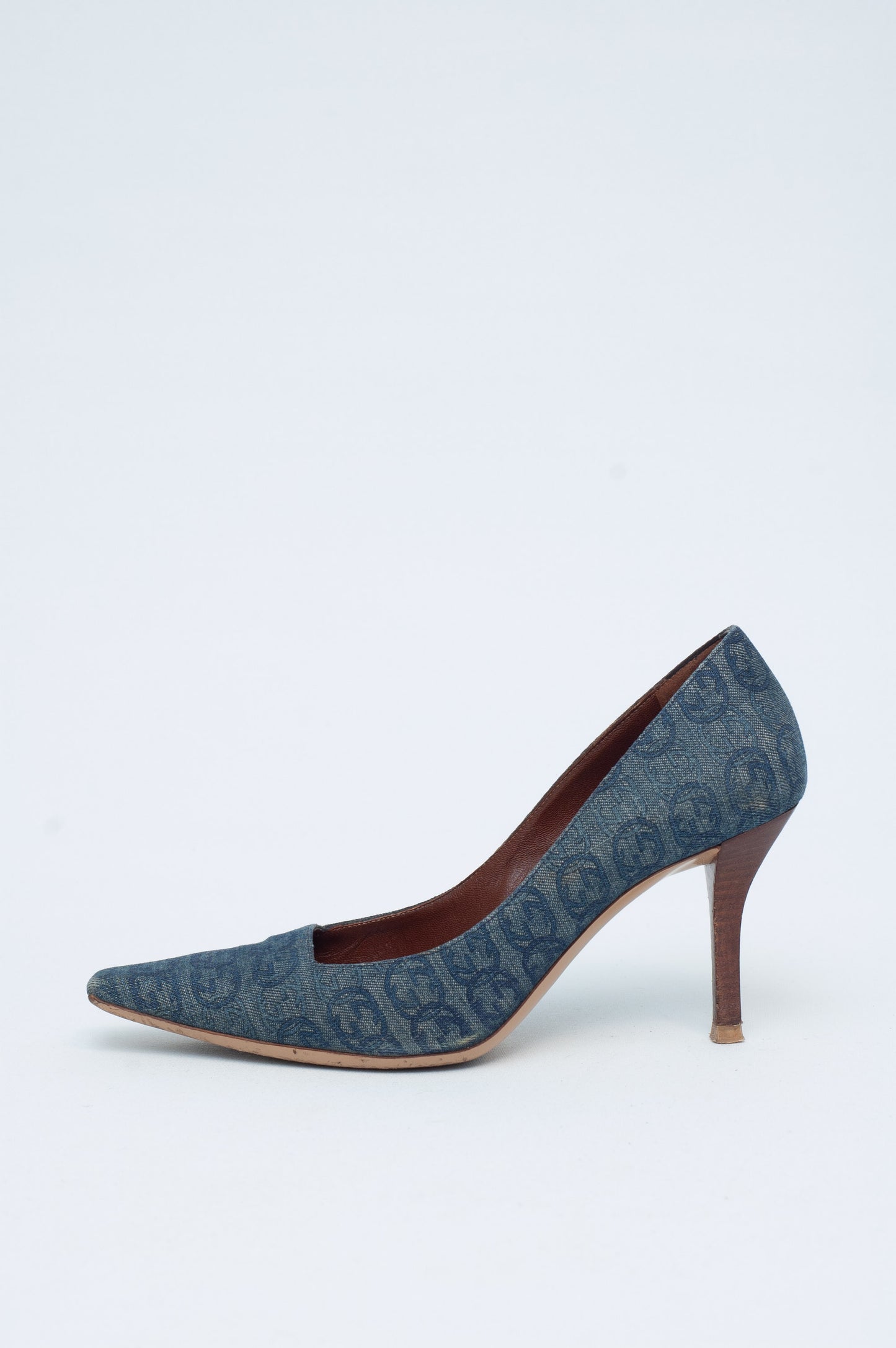 GUCCI DENIM MONOGRAM HEELS