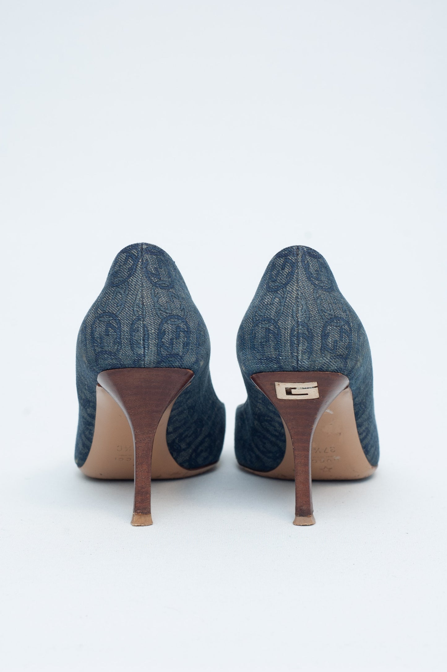 GUCCI DENIM MONOGRAM HEELS