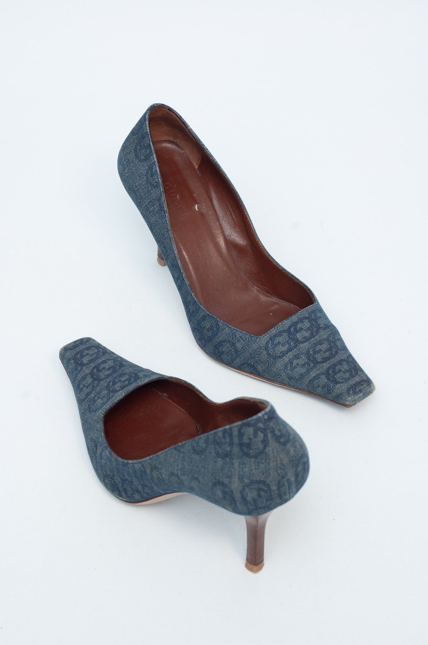 GUCCI DENIM MONOGRAM HEELS