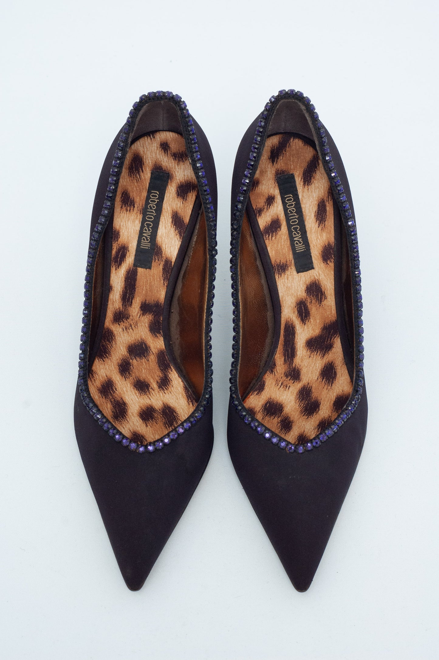ROBERTO CAVALLI PURPLE SILK HEELS