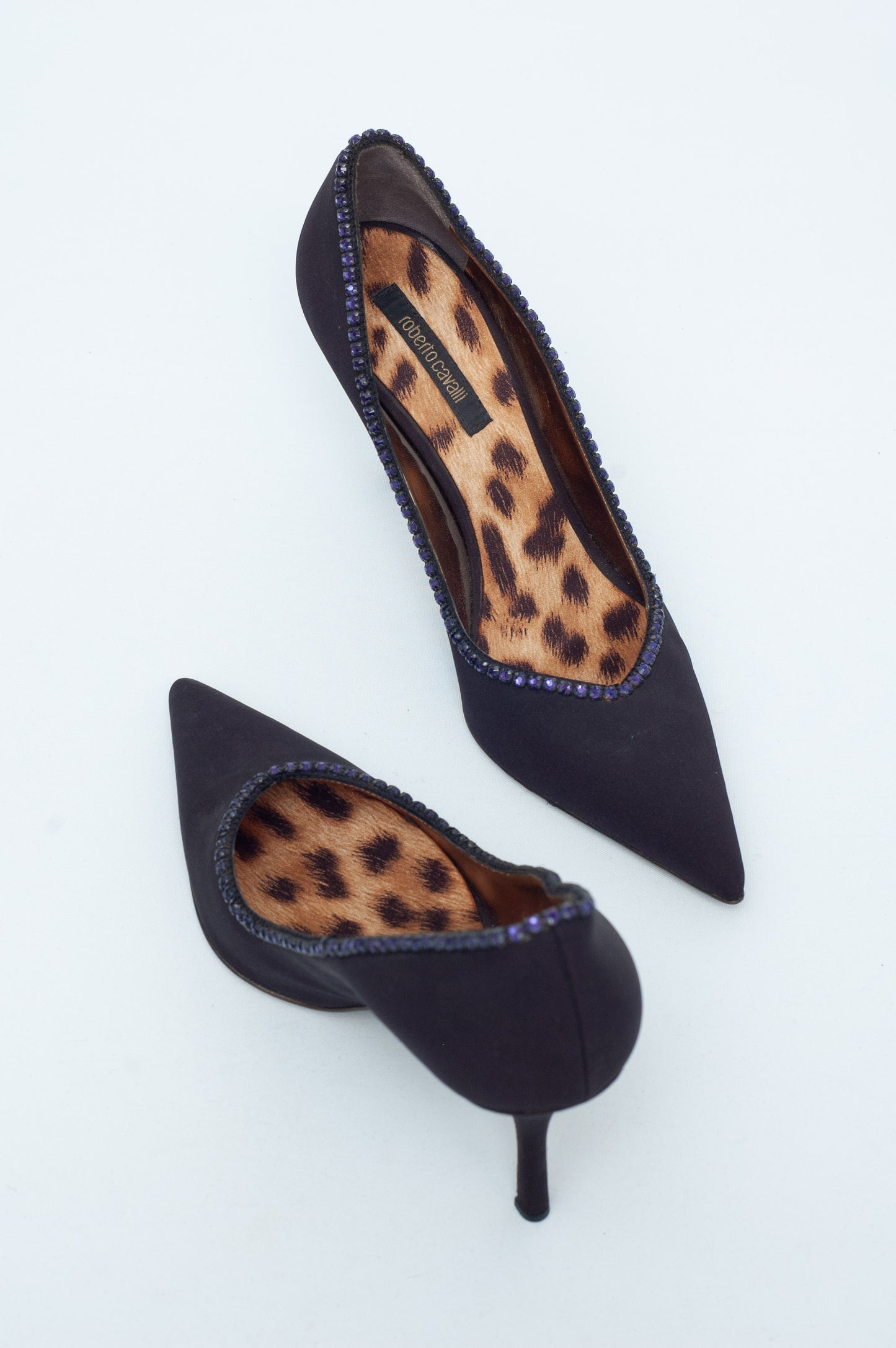 ROBERTO CAVALLI PURPLE SILK HEELS