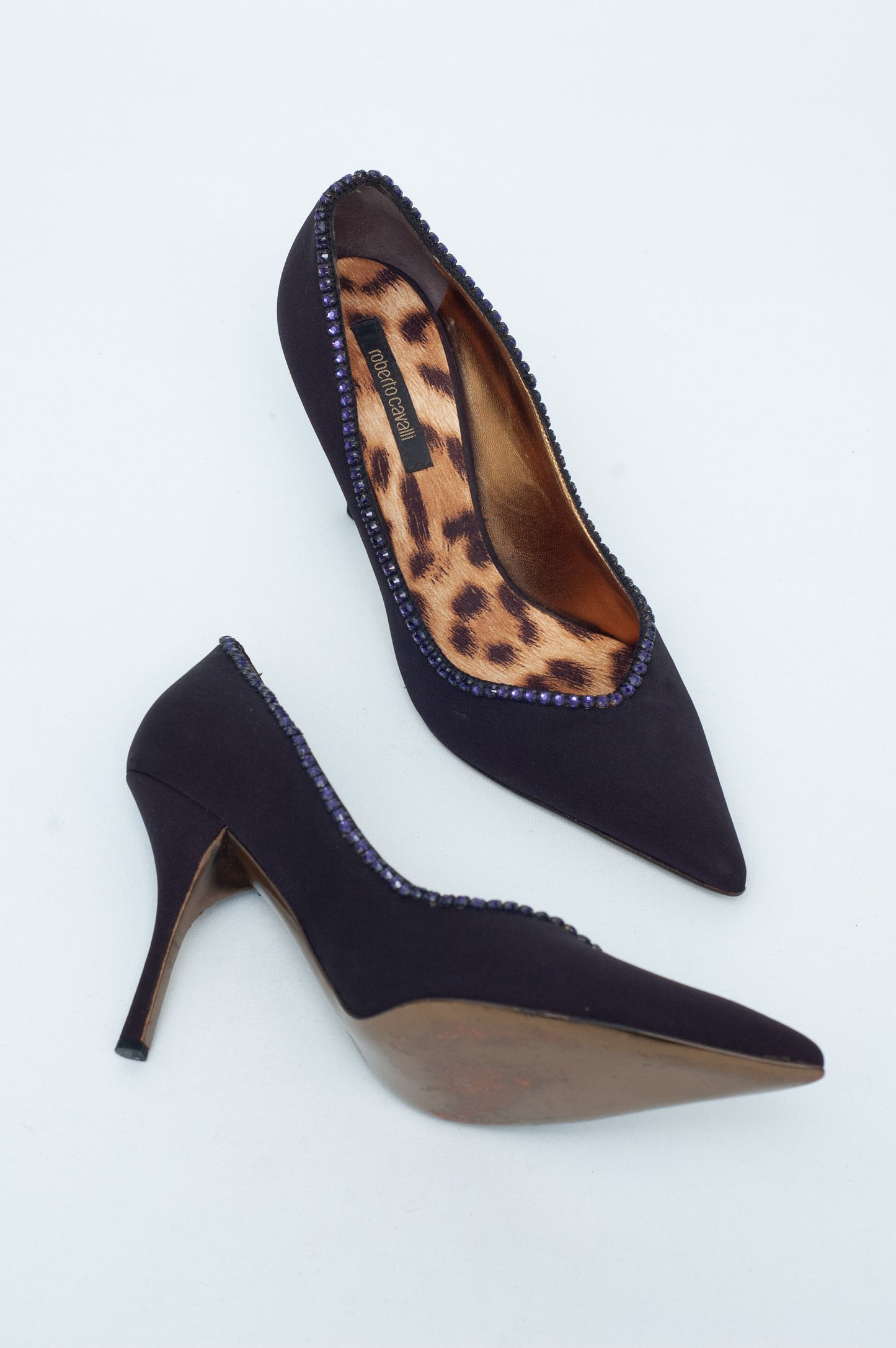 ROBERTO CAVALLI PURPLE SILK HEELS