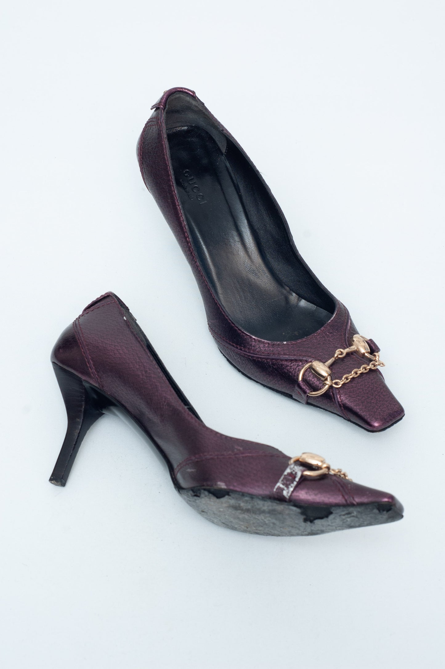 GUCCI PURPLE HORSEBIT HEELS