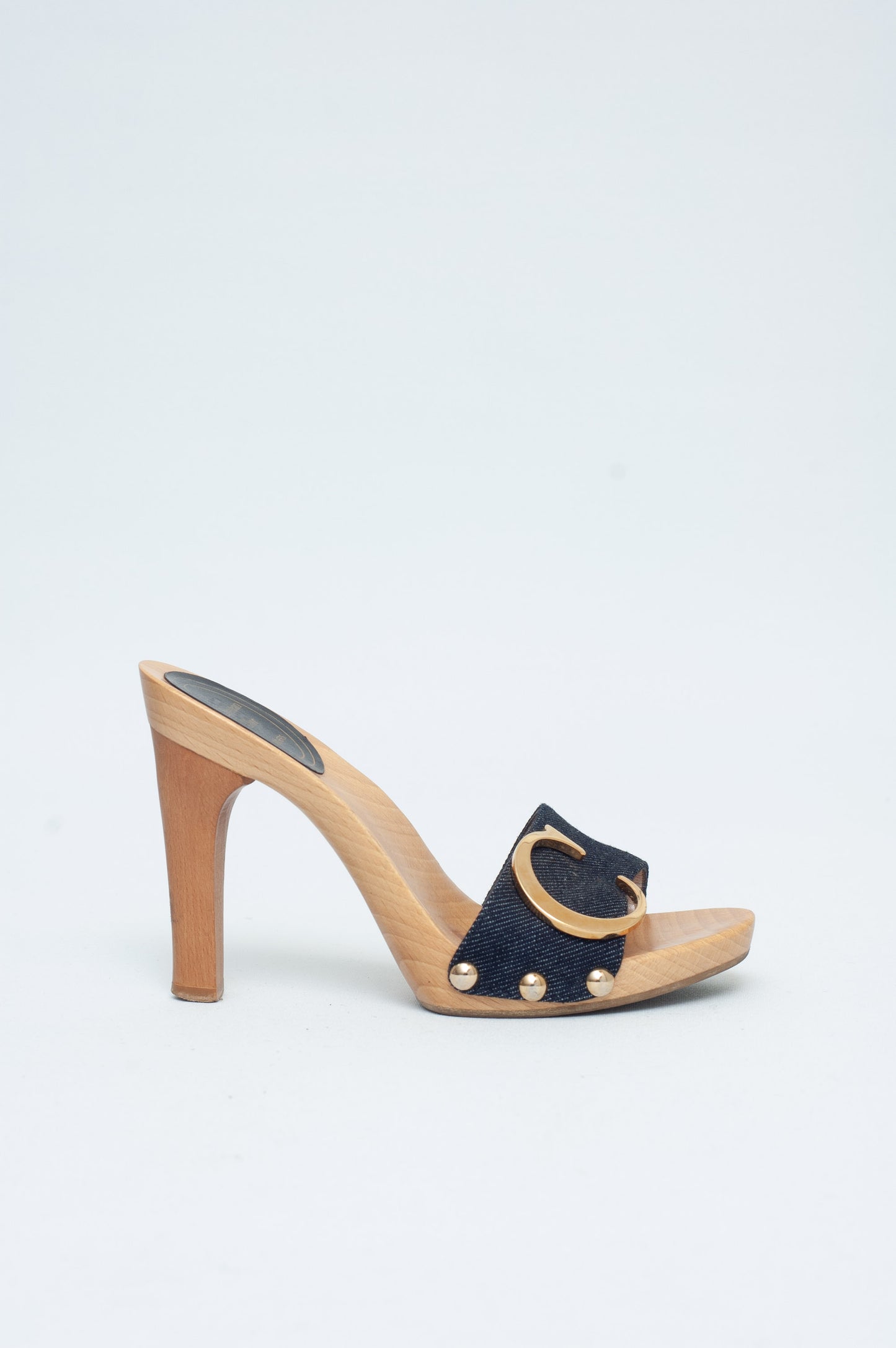 DIOR DENIM WOODEN CLOMPS
