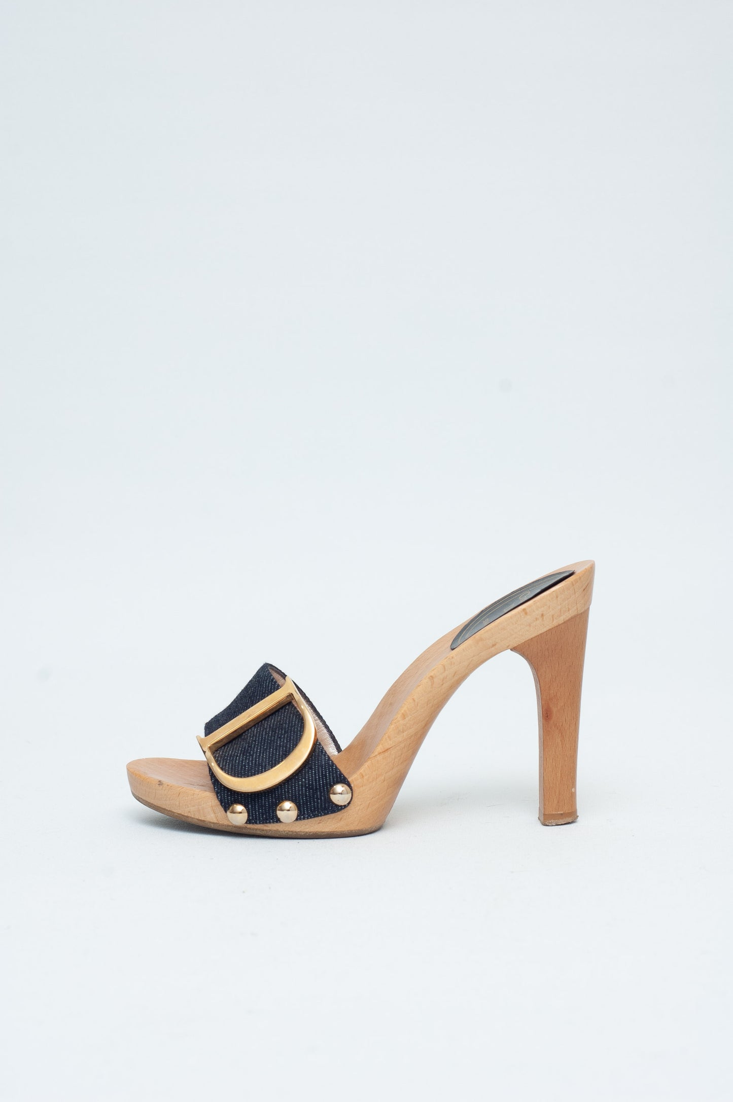 DIOR DENIM WOODEN CLOMPS