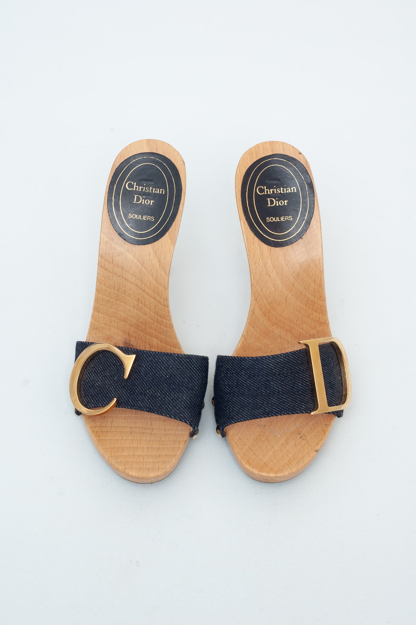 DIOR DENIM WOODEN CLOMPS