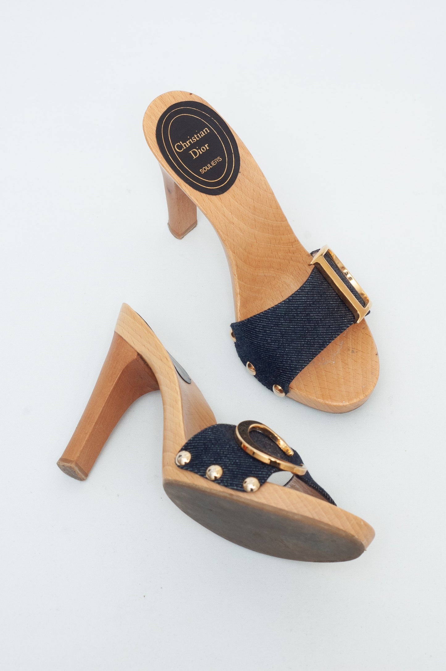 DIOR DENIM WOODEN CLOMPS
