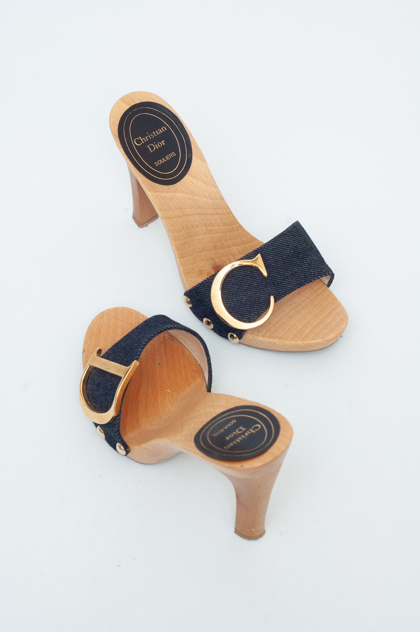 DIOR DENIM WOODEN CLOMPS