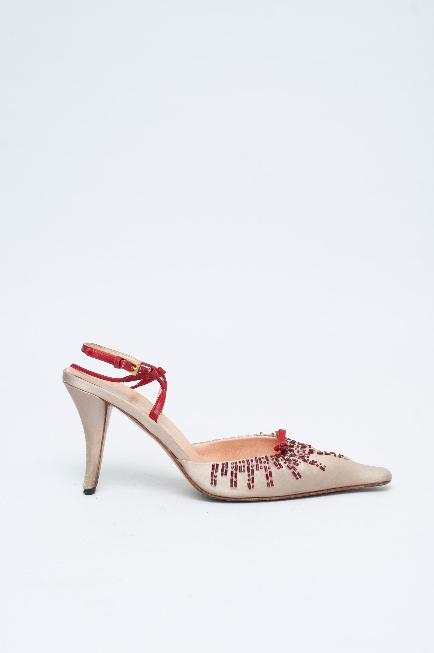 PRADA SILK BEADED HEELS