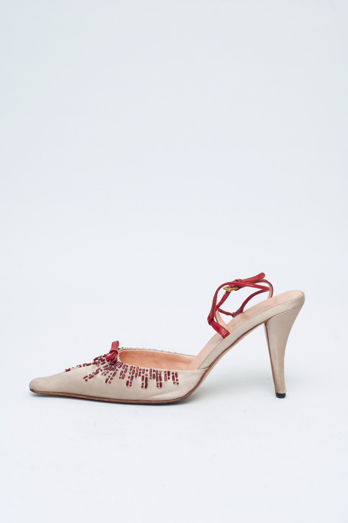 PRADA SILK BEADED HEELS