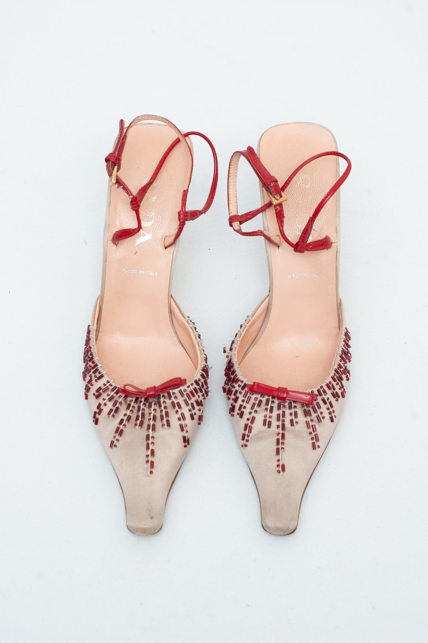 PRADA SILK BEADED HEELS