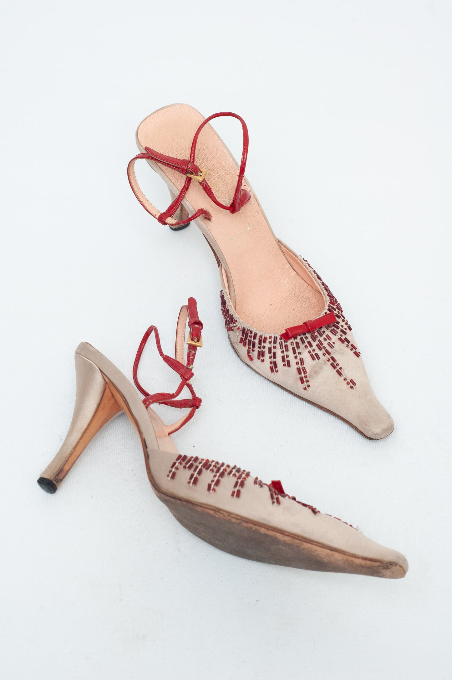 PRADA SILK BEADED HEELS