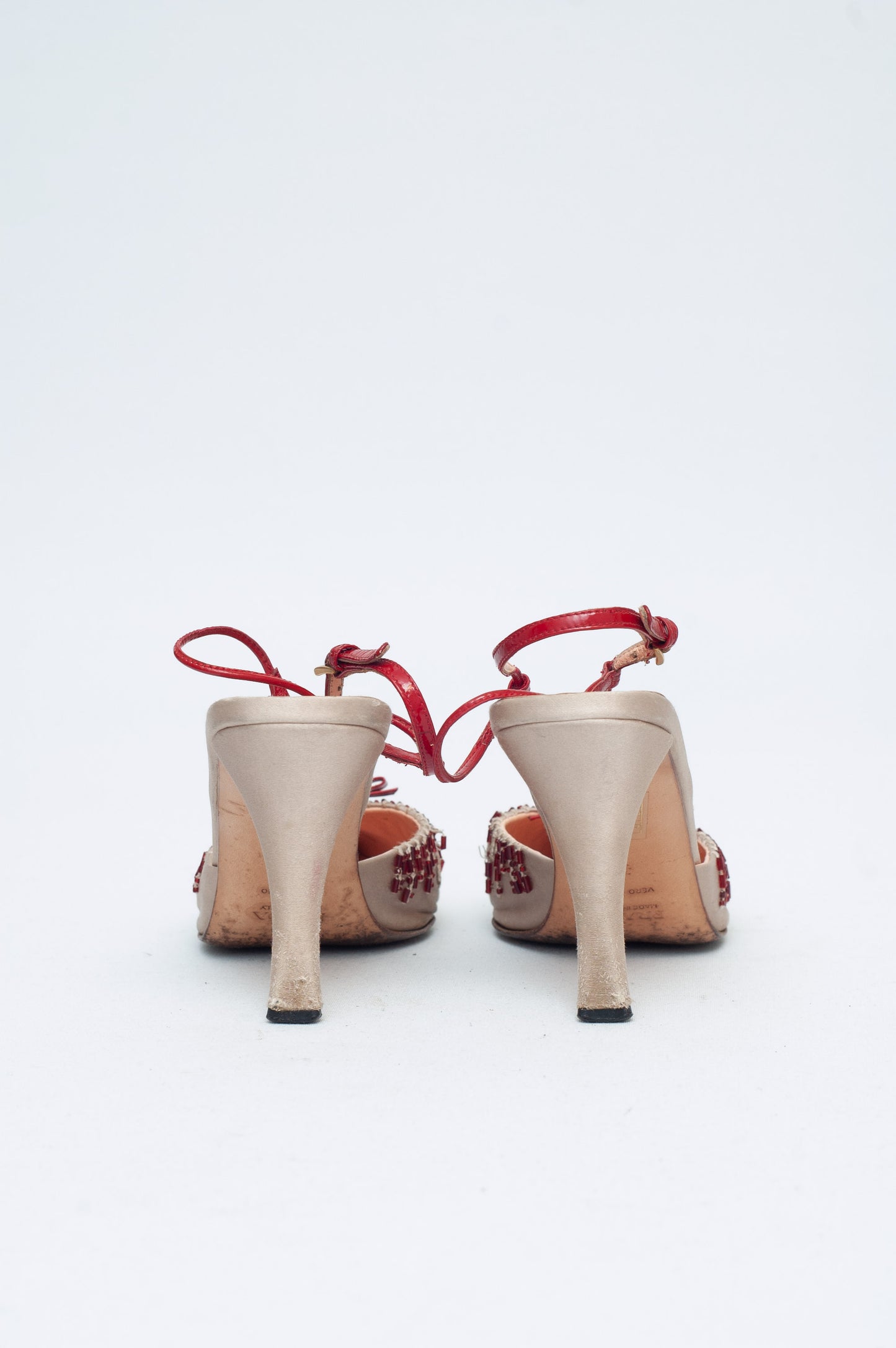 PRADA SILK BEADED HEELS