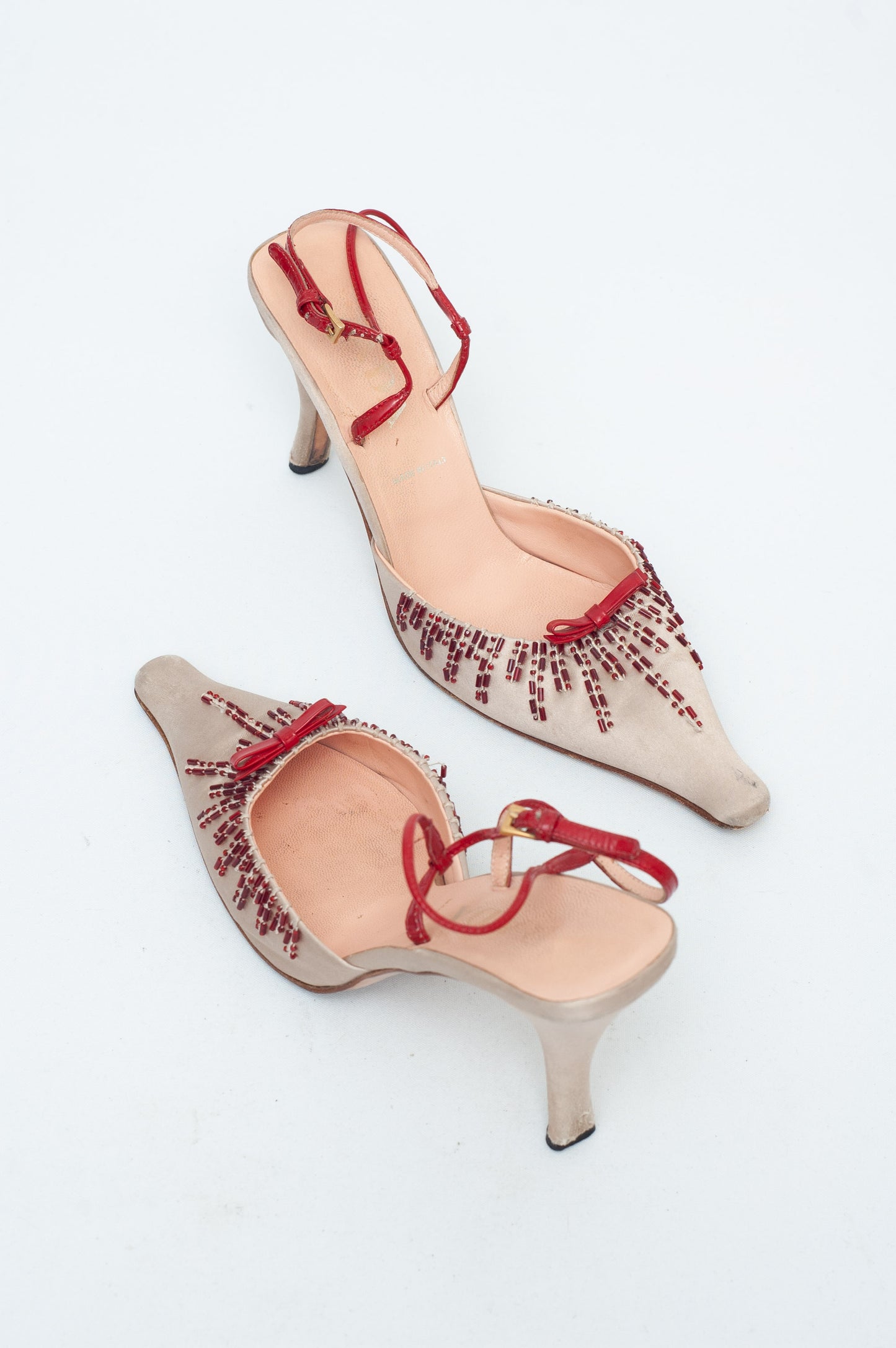 PRADA SILK BEADED HEELS