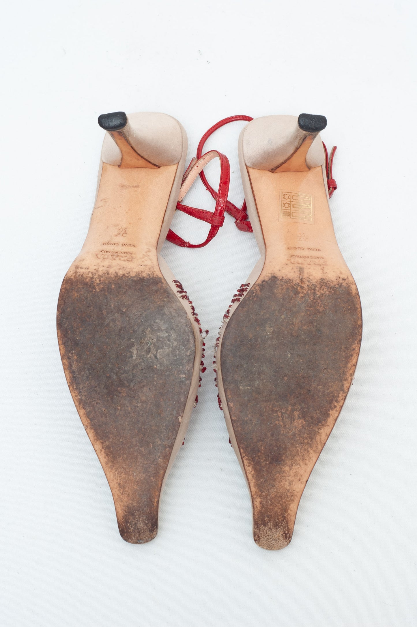 PRADA SILK BEADED HEELS