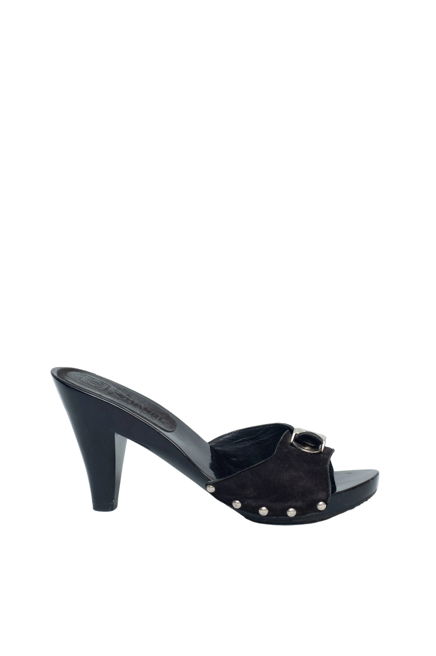 CHANEL BLACK SUEDE CLOMPS