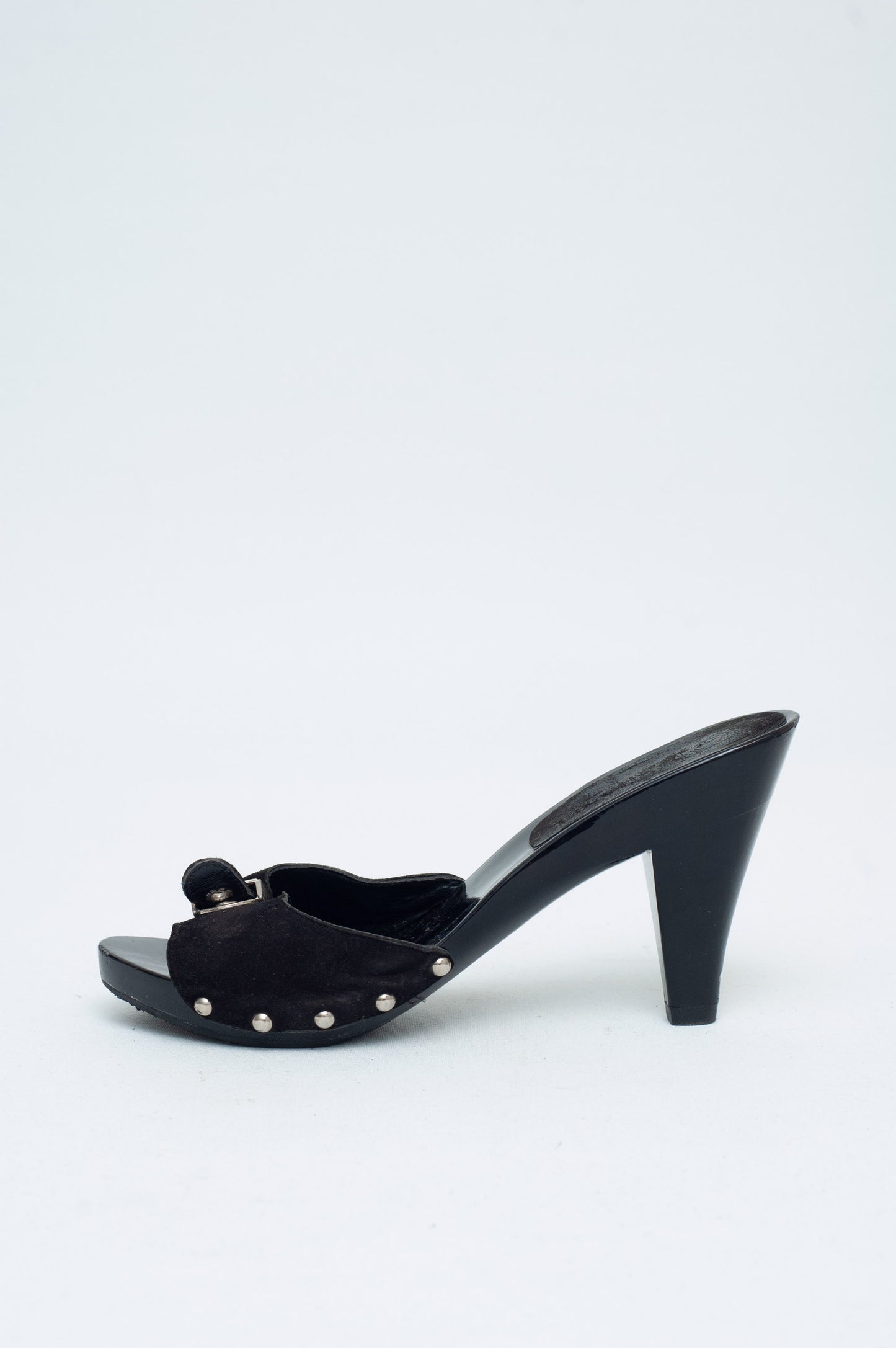 CHANEL BLACK SUEDE CLOMPS