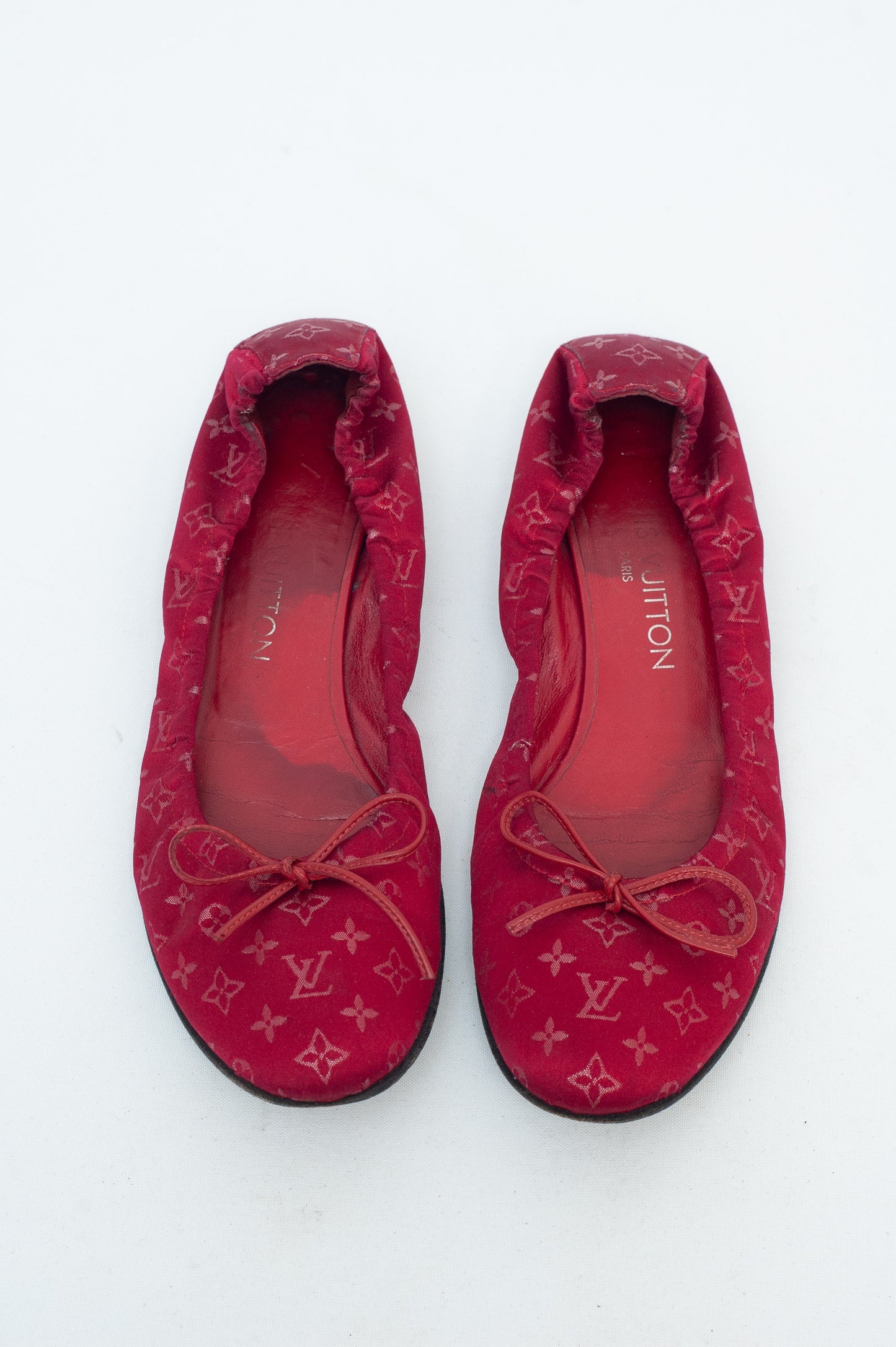 LOUIS VUITTON RED MONOGRAM BALLERINAS