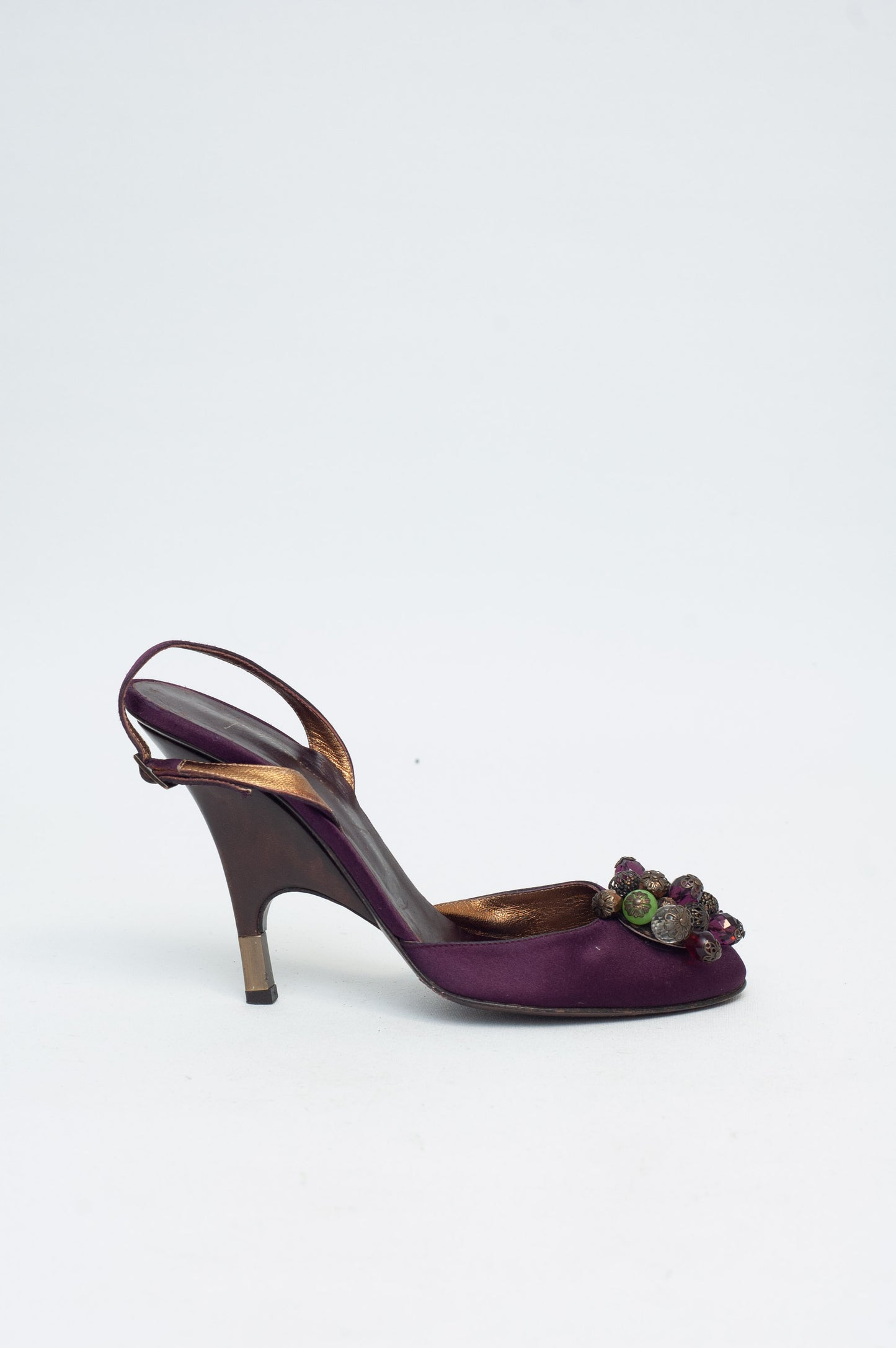 ZANOTTI PURPLE SILK HEELS