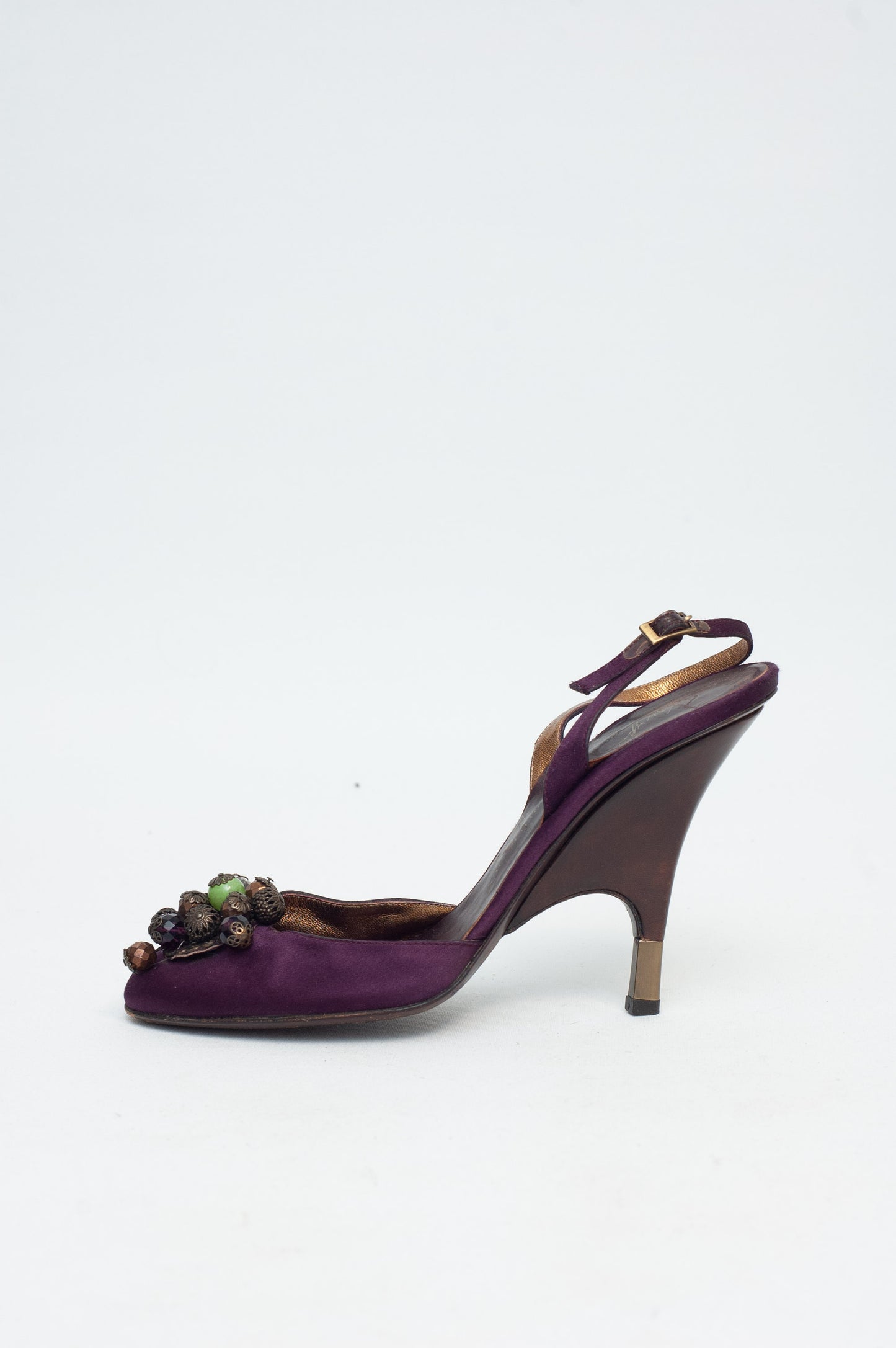 ZANOTTI PURPLE SILK HEELS