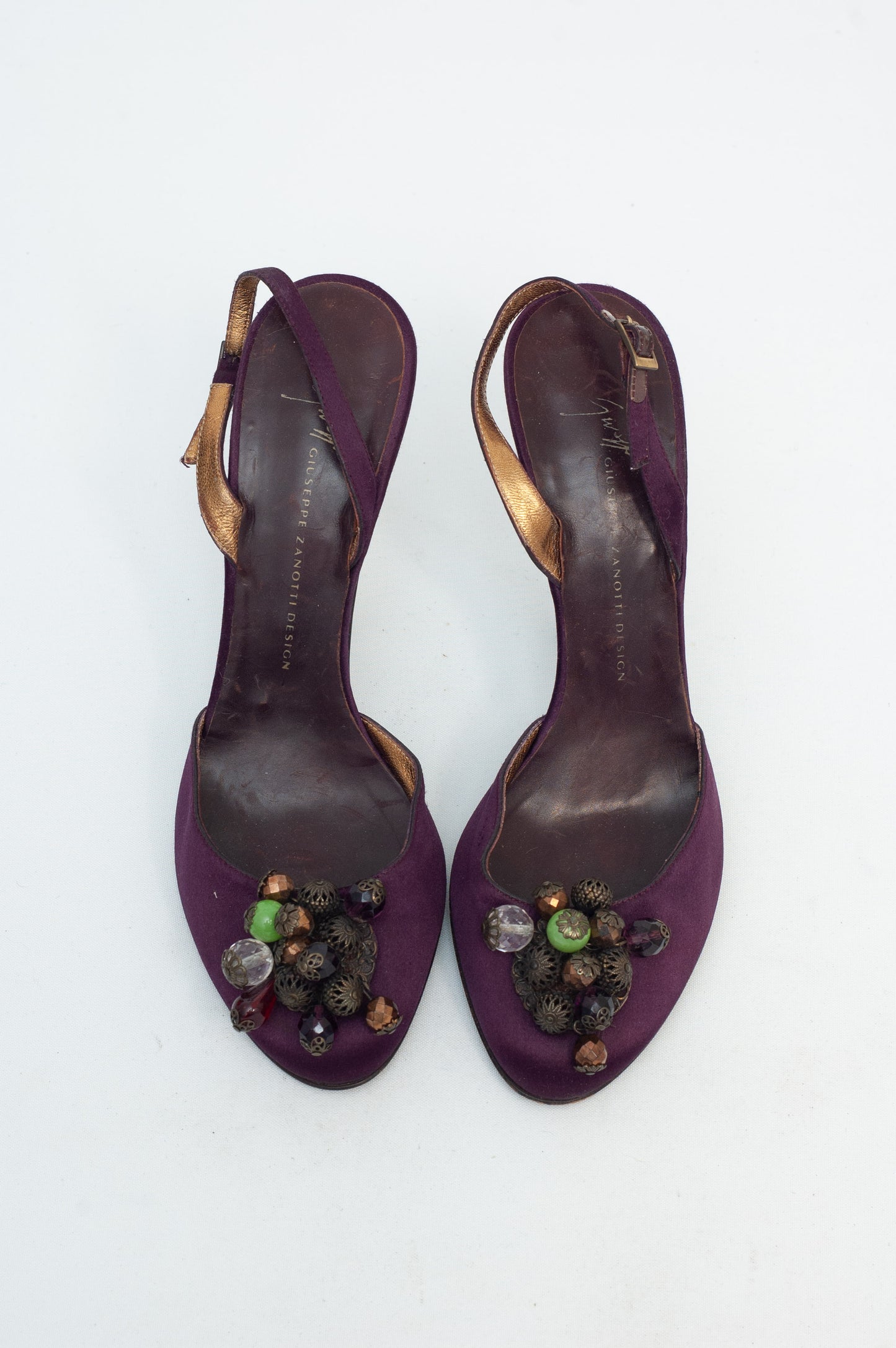ZANOTTI PURPLE SILK HEELS