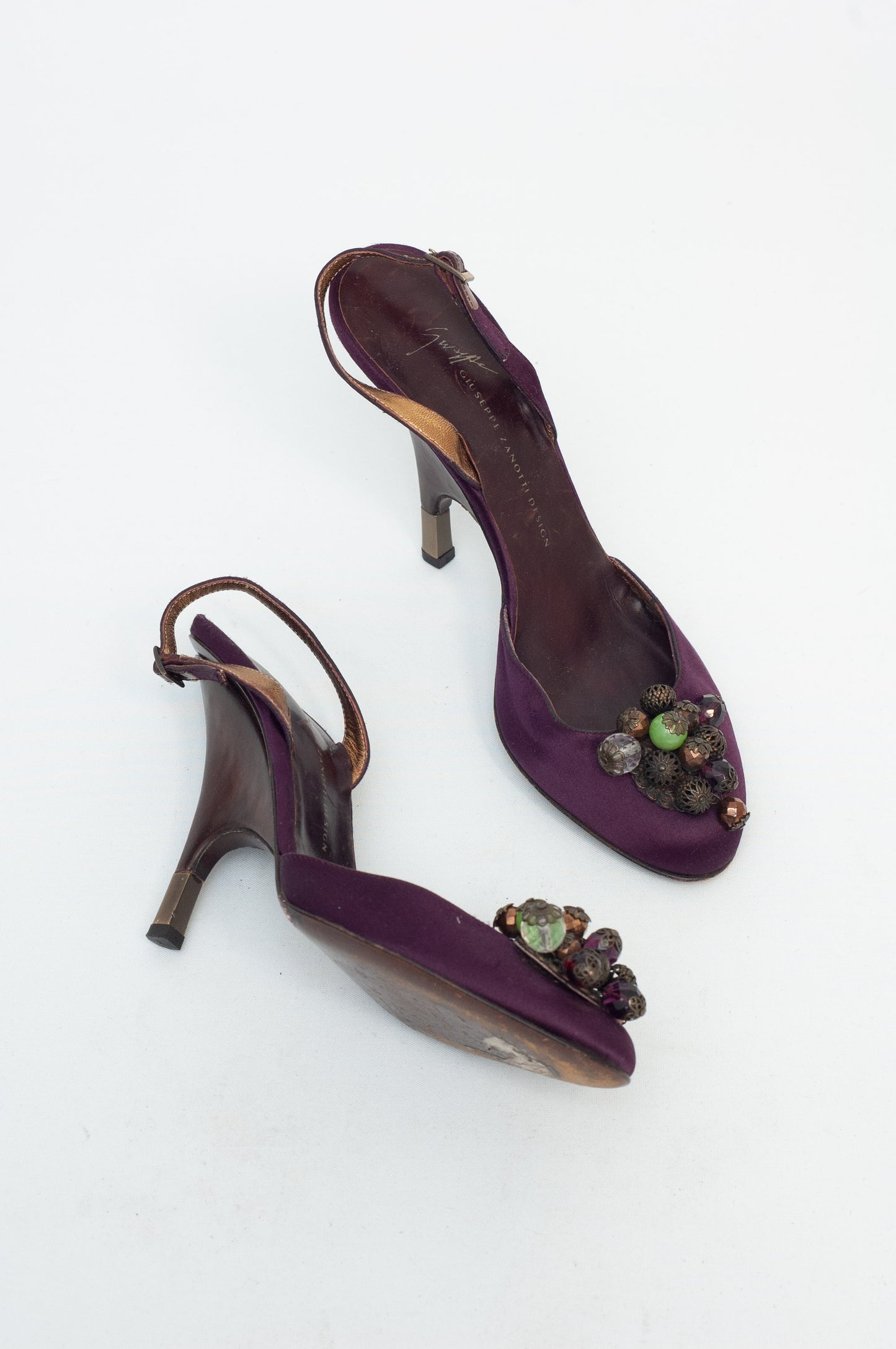 ZANOTTI PURPLE SILK HEELS