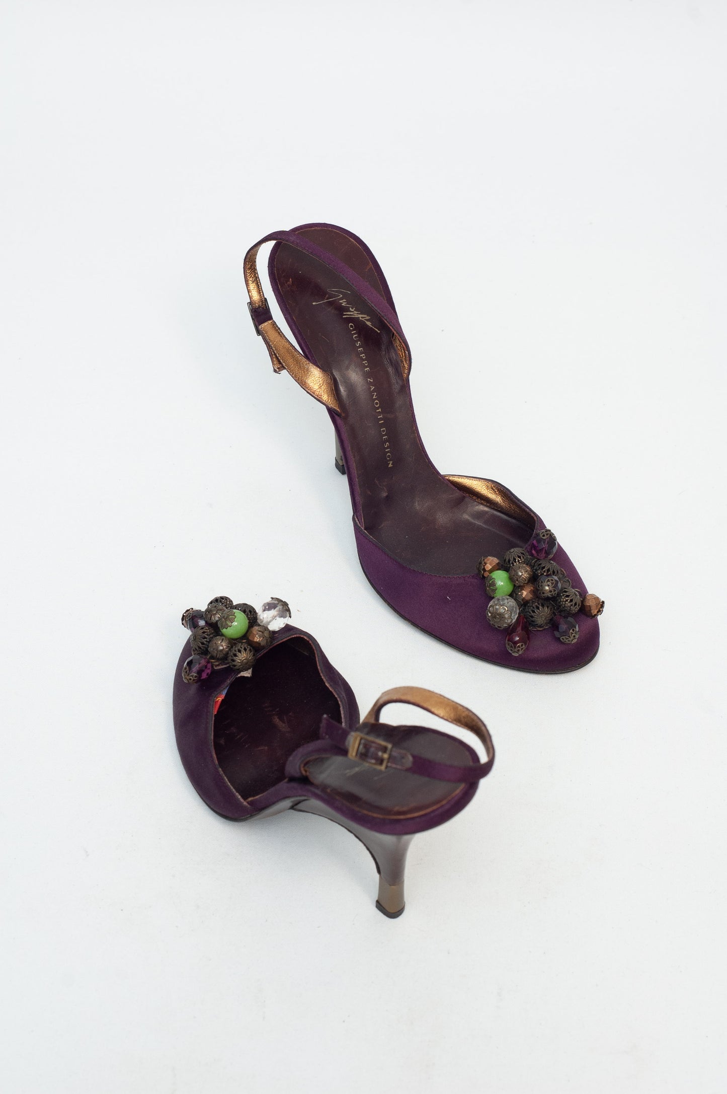 ZANOTTI PURPLE SILK HEELS