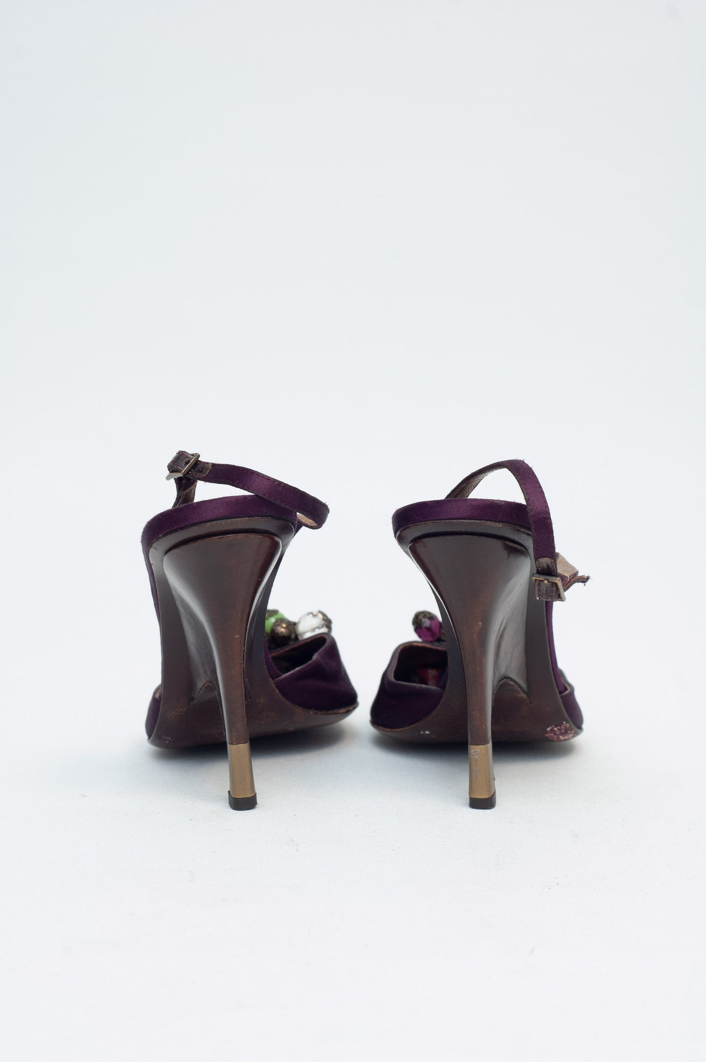 ZANOTTI PURPLE SILK HEELS