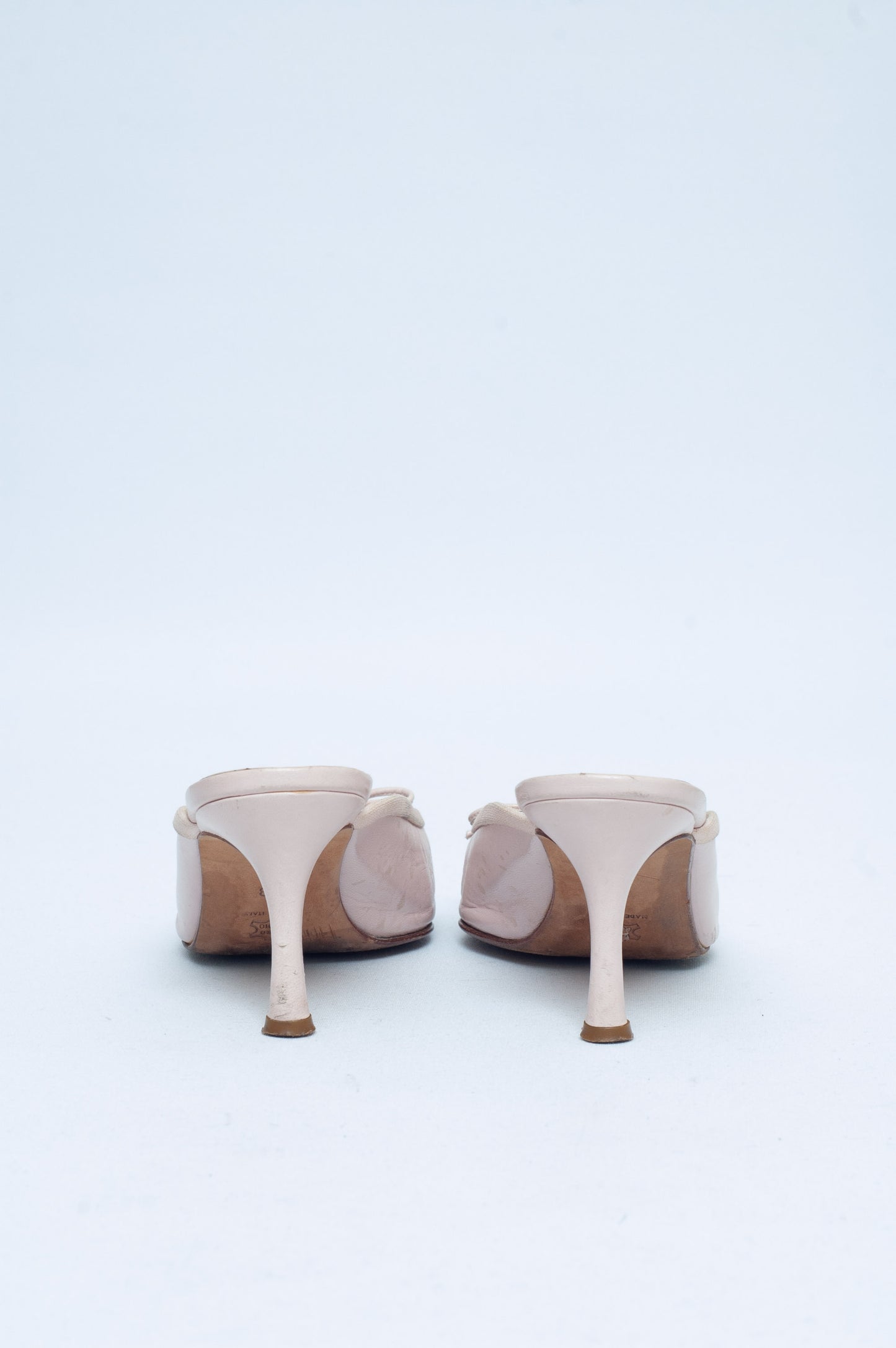 CHANEL PINK LOGO MULES