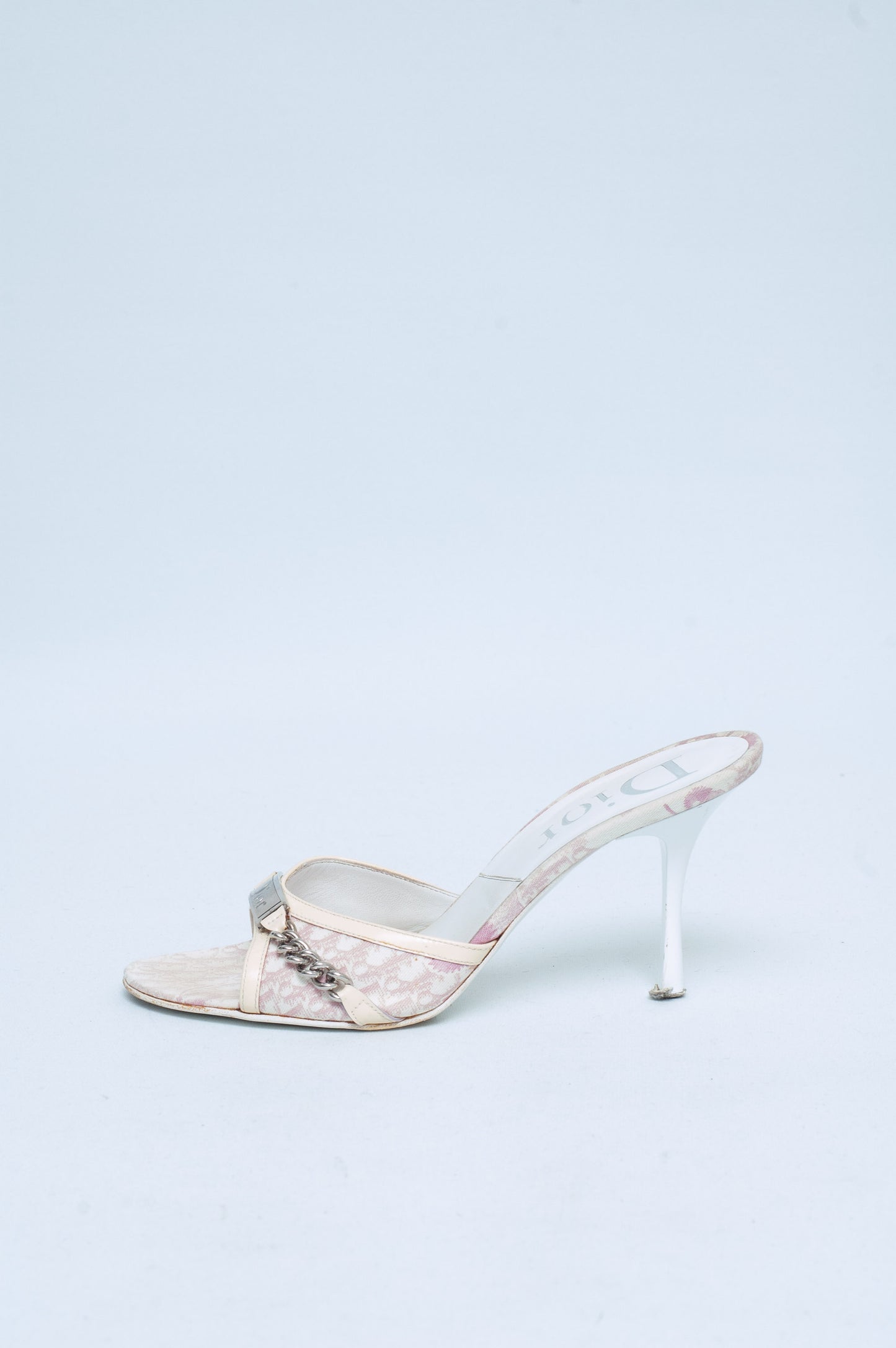 DIOR SS 2004 PINK MONOGRAM HEELS