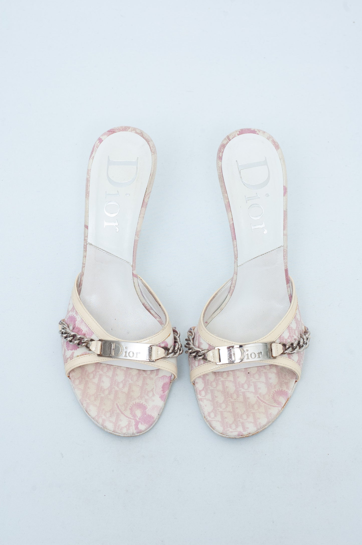 DIOR SS 2004 PINK MONOGRAM HEELS