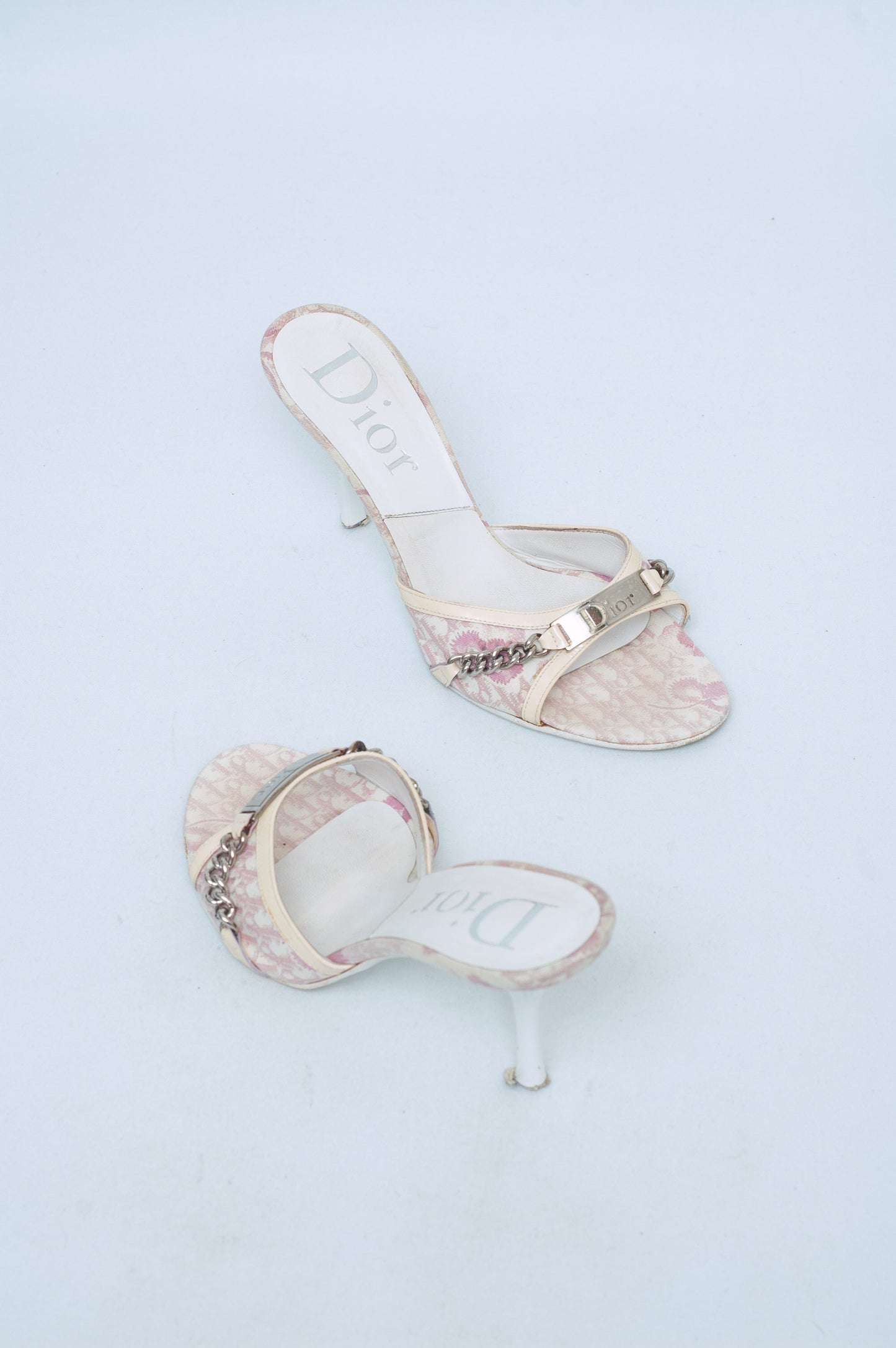 DIOR SS 2004 PINK MONOGRAM HEELS