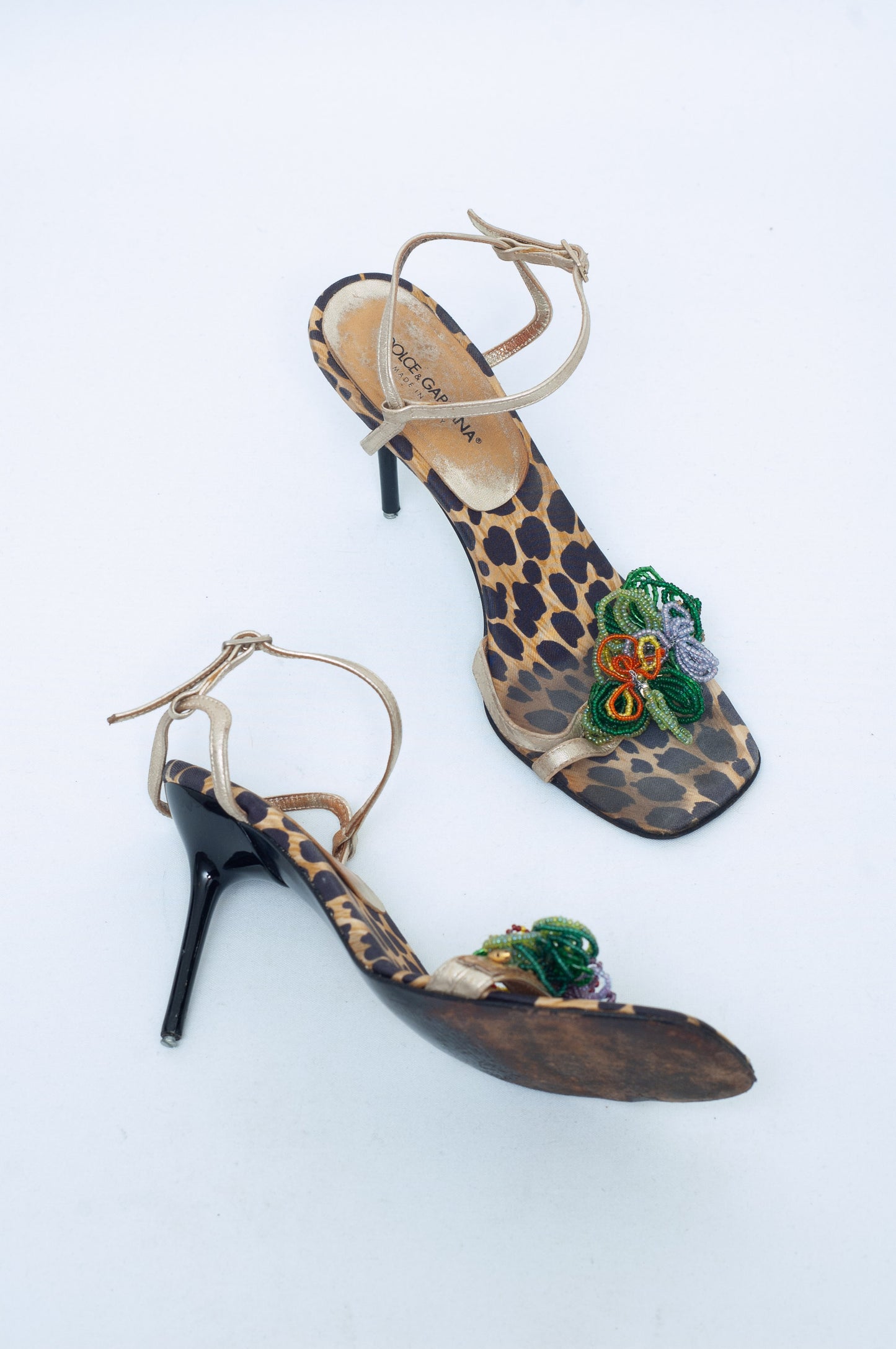 DOLCE & GABBANA BEADED FLOWER HEELS