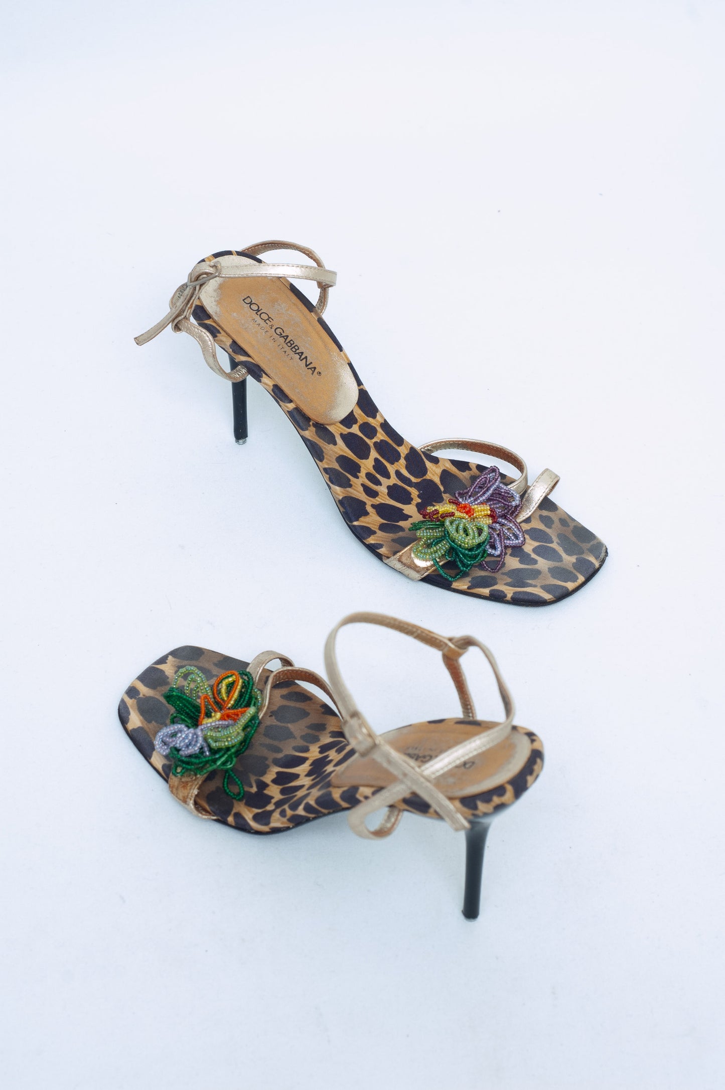 DOLCE & GABBANA BEADED FLOWER HEELS