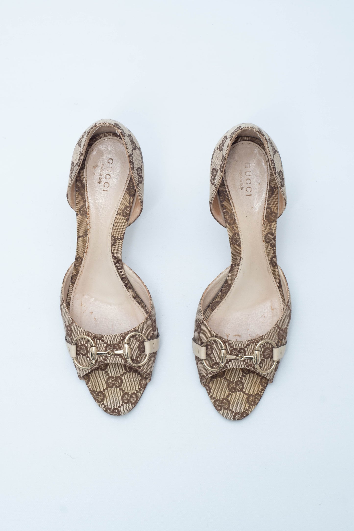 GUCCI WHITE HORSEBIT SANDALS