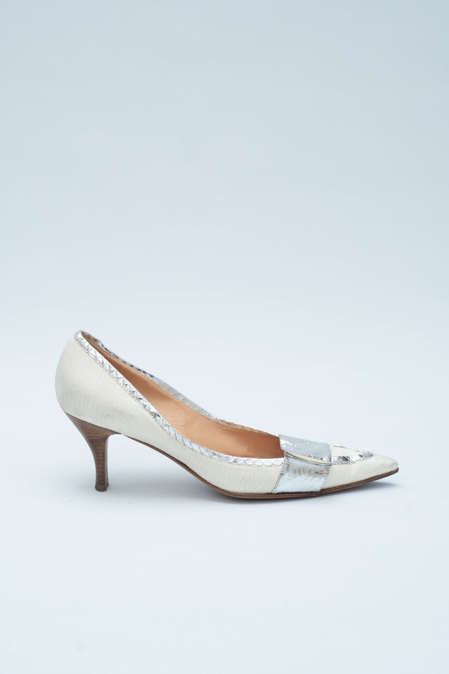 CASADEI WHITE LEATHER HEELS